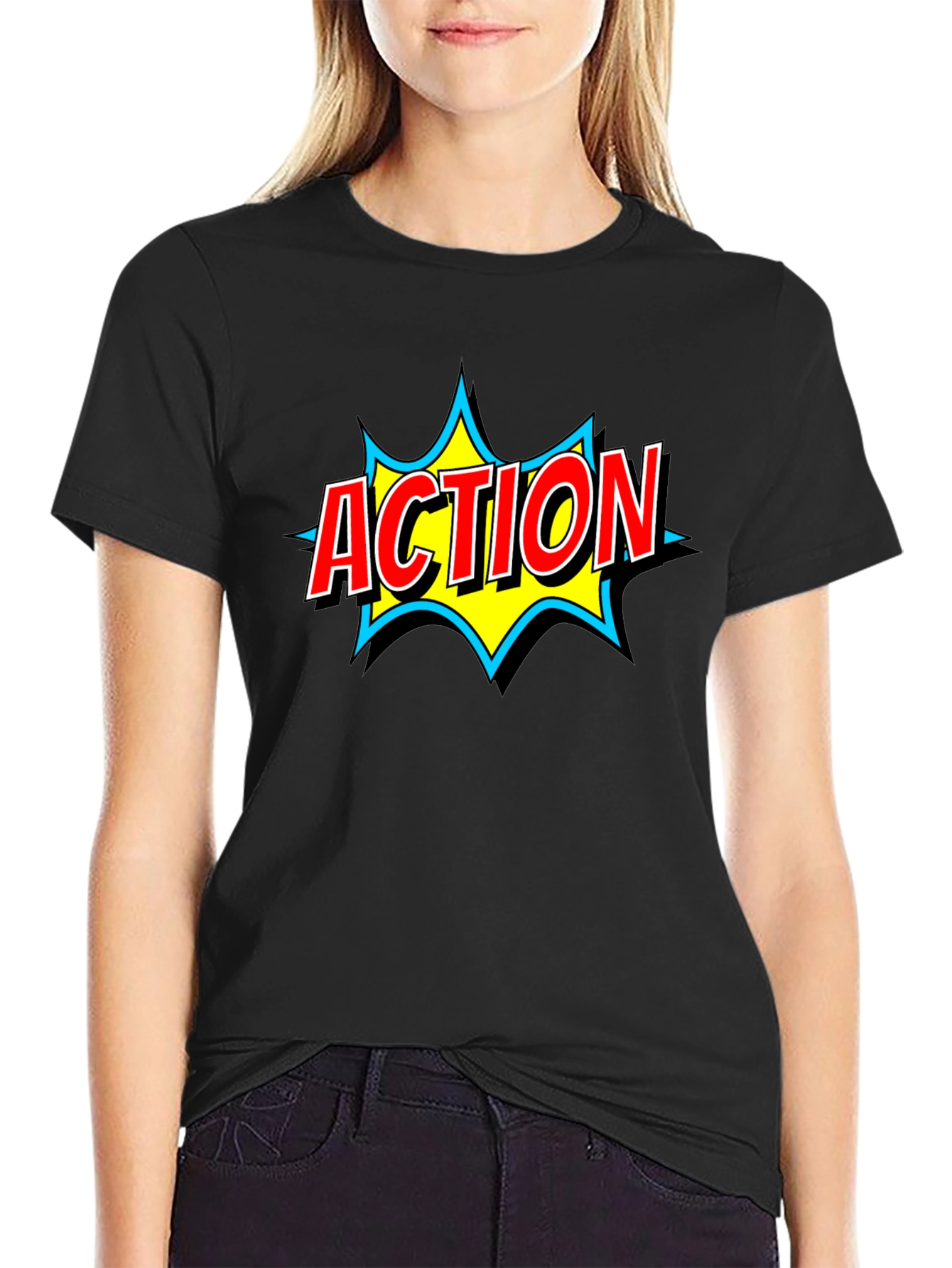 Action Comic Book Style Graphic T-Shirt