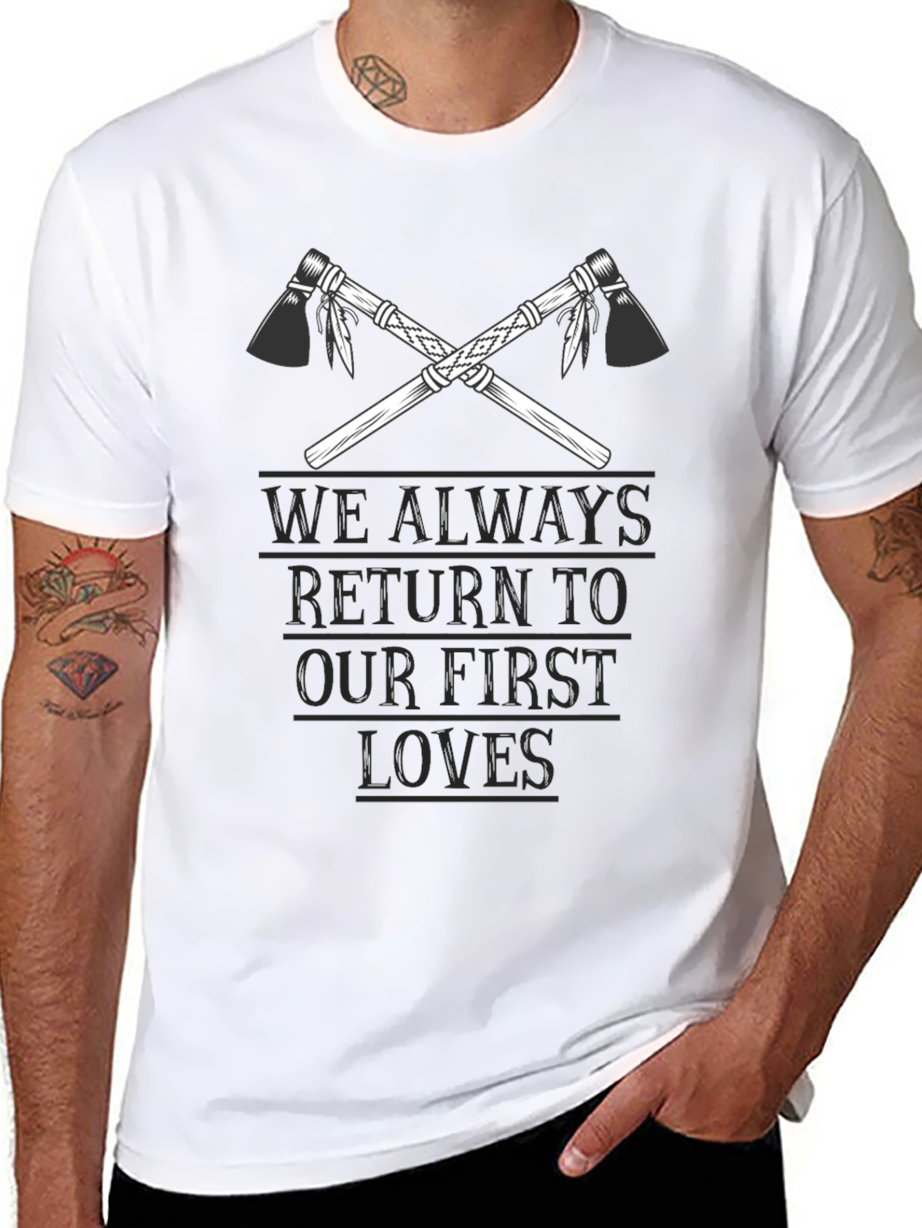 Native American Tomahawk First Loves Graphic T-Shirt