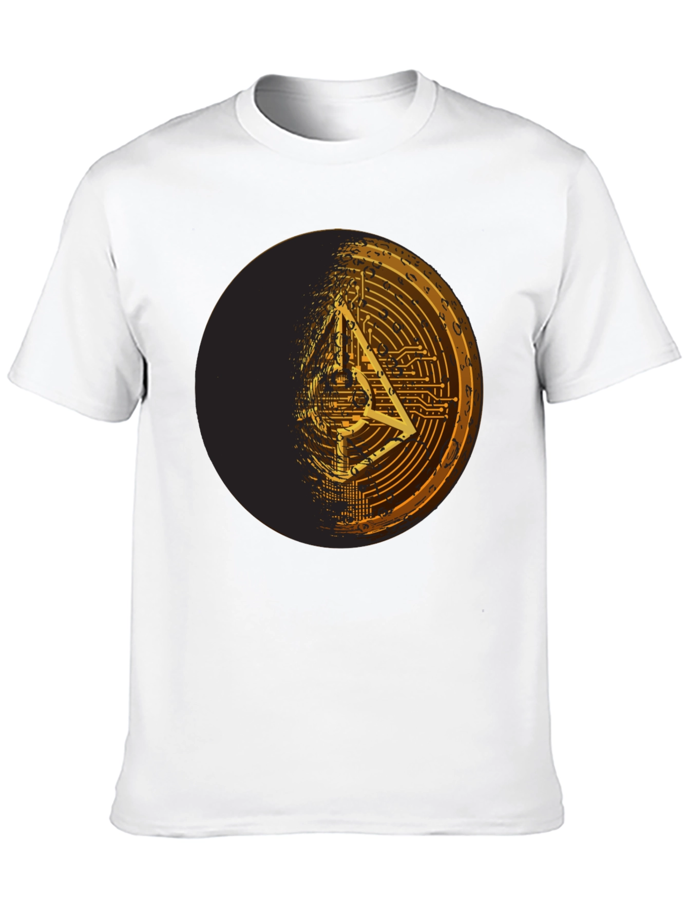 Geometric Circuit Design Black T-Shirt