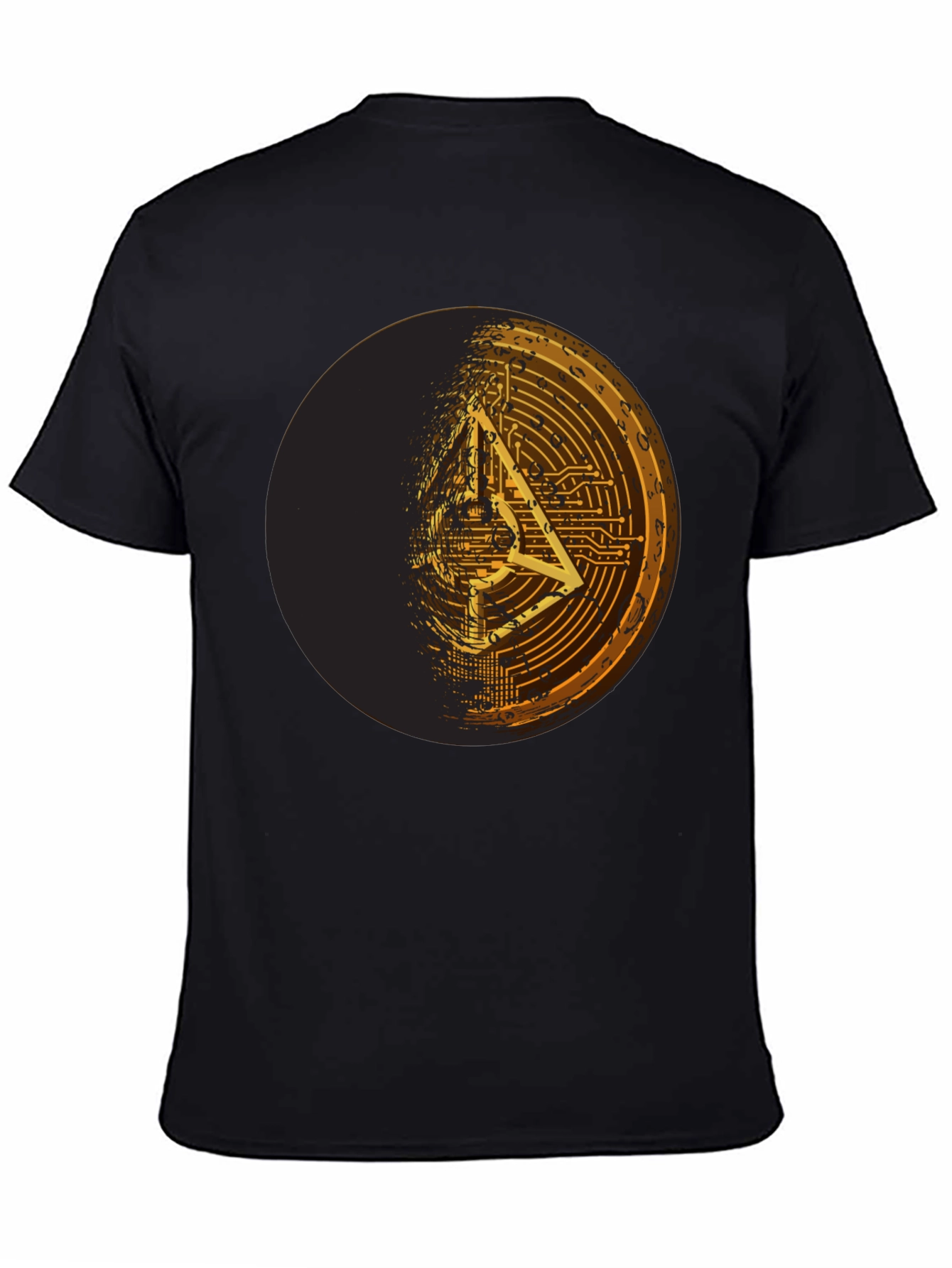 Geometric Circuit Design Black T-Shirt