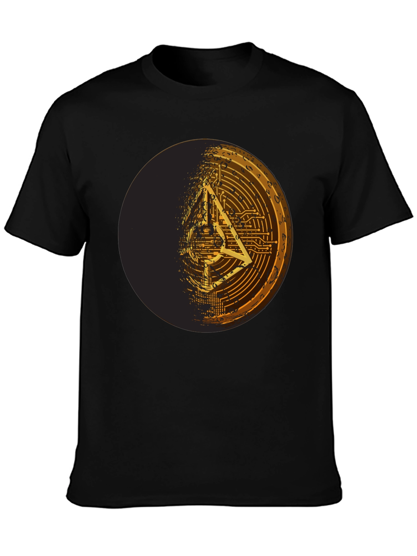 Geometric Circuit Design Black T-Shirt