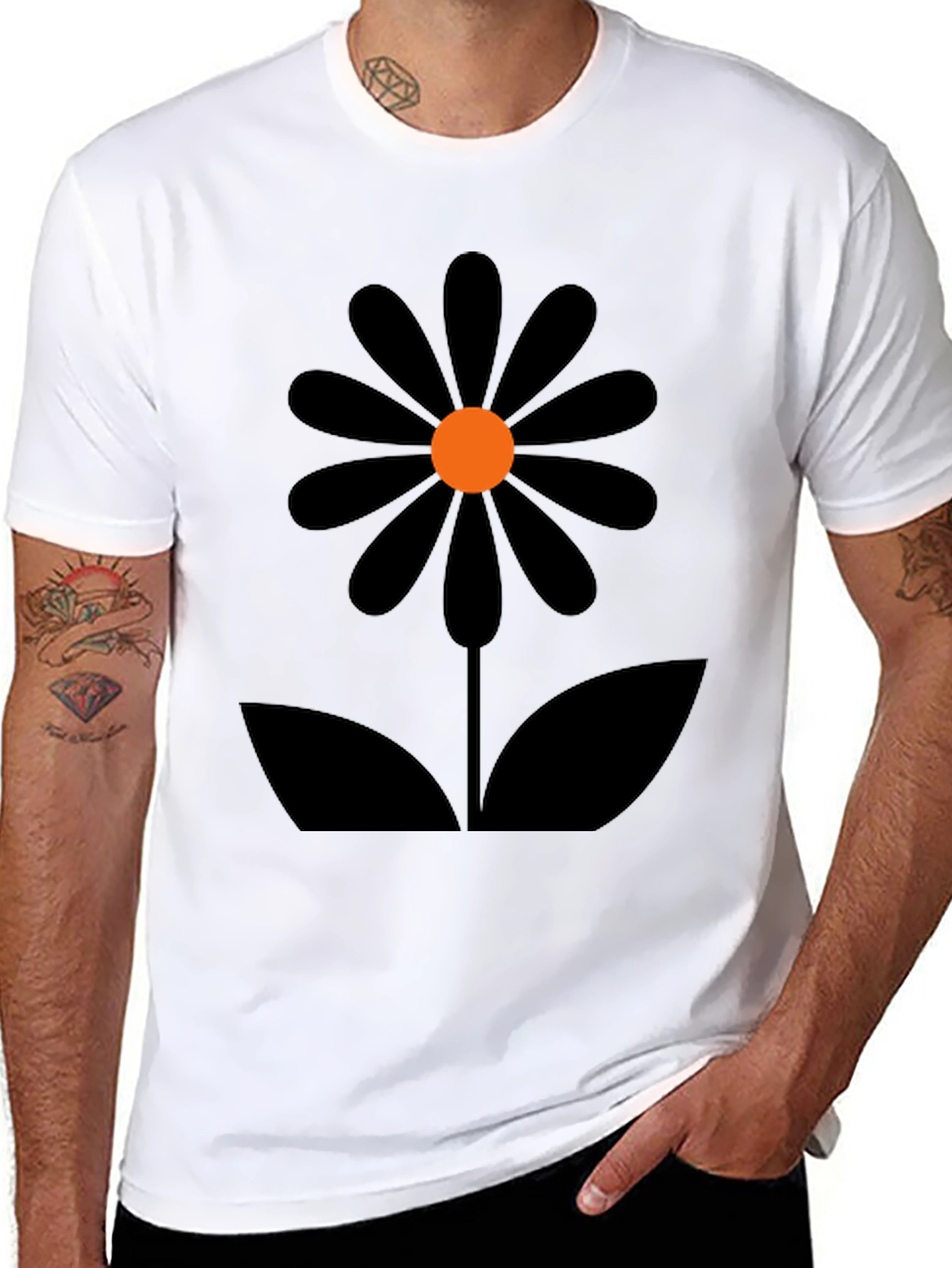 Retro Flower Power Black Graphic Tee