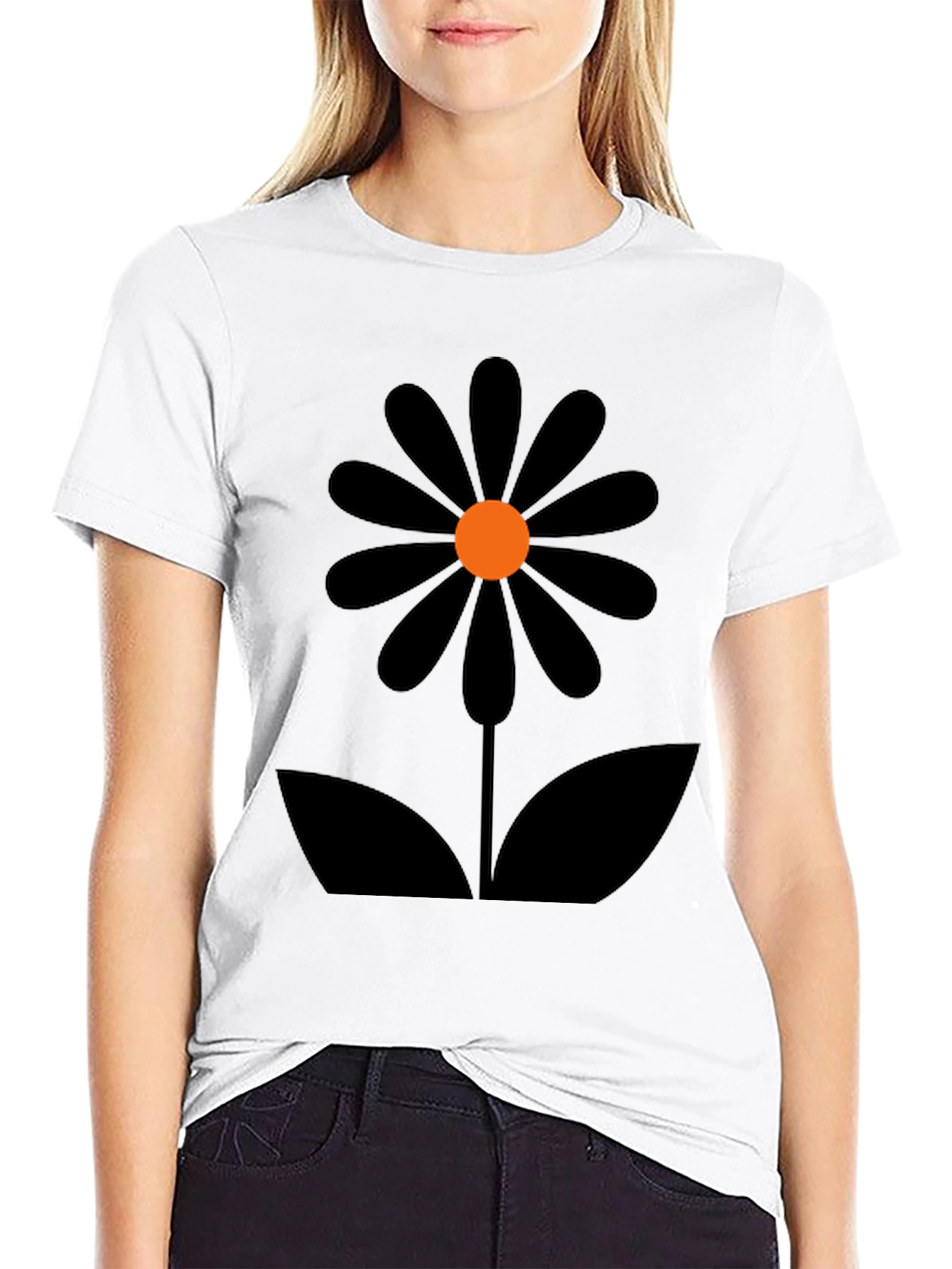 Retro Flower Power Black Graphic Tee