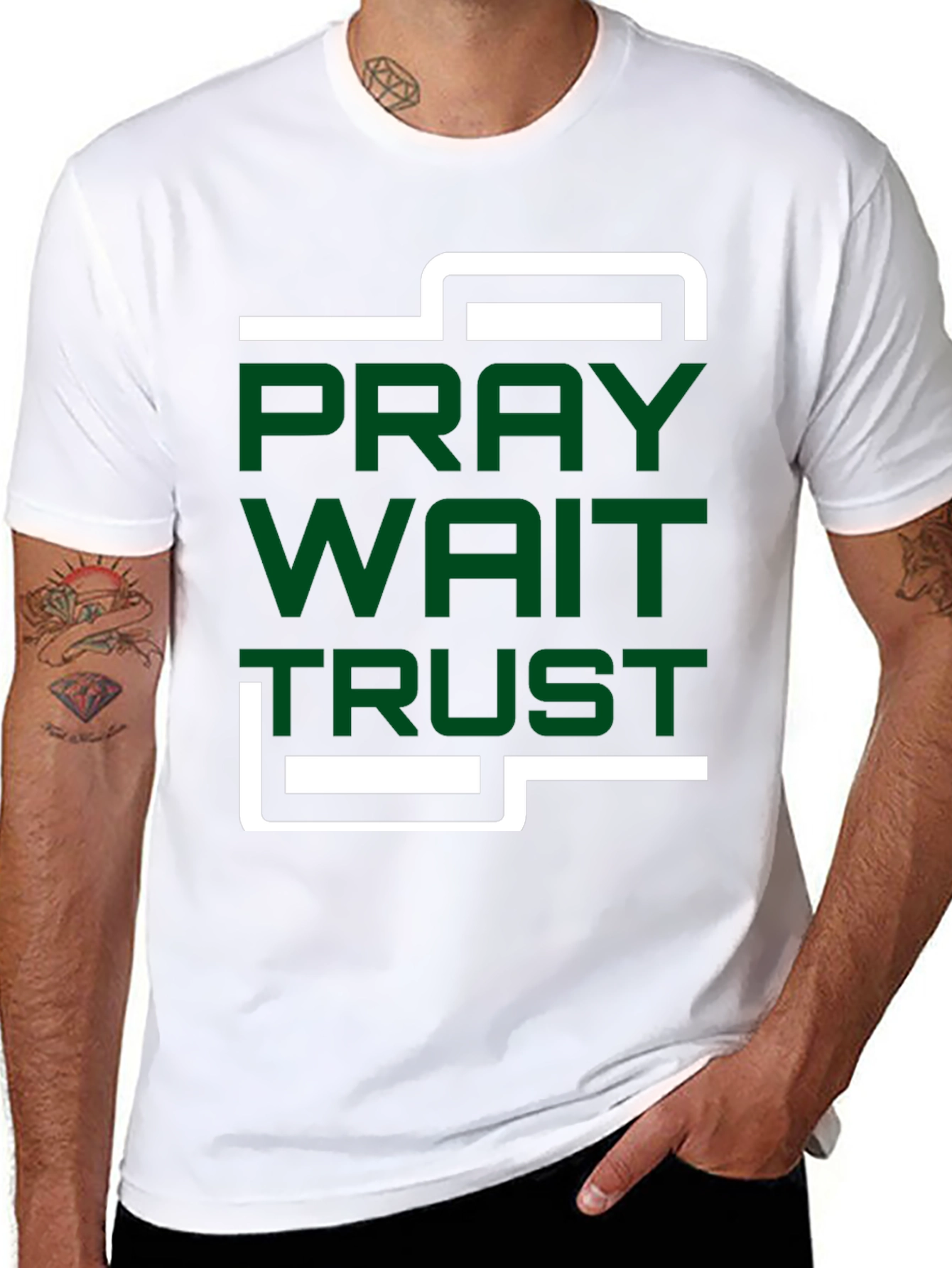 Pray Wait Trust Graphic T-Shirt - Modern Christian Apparel