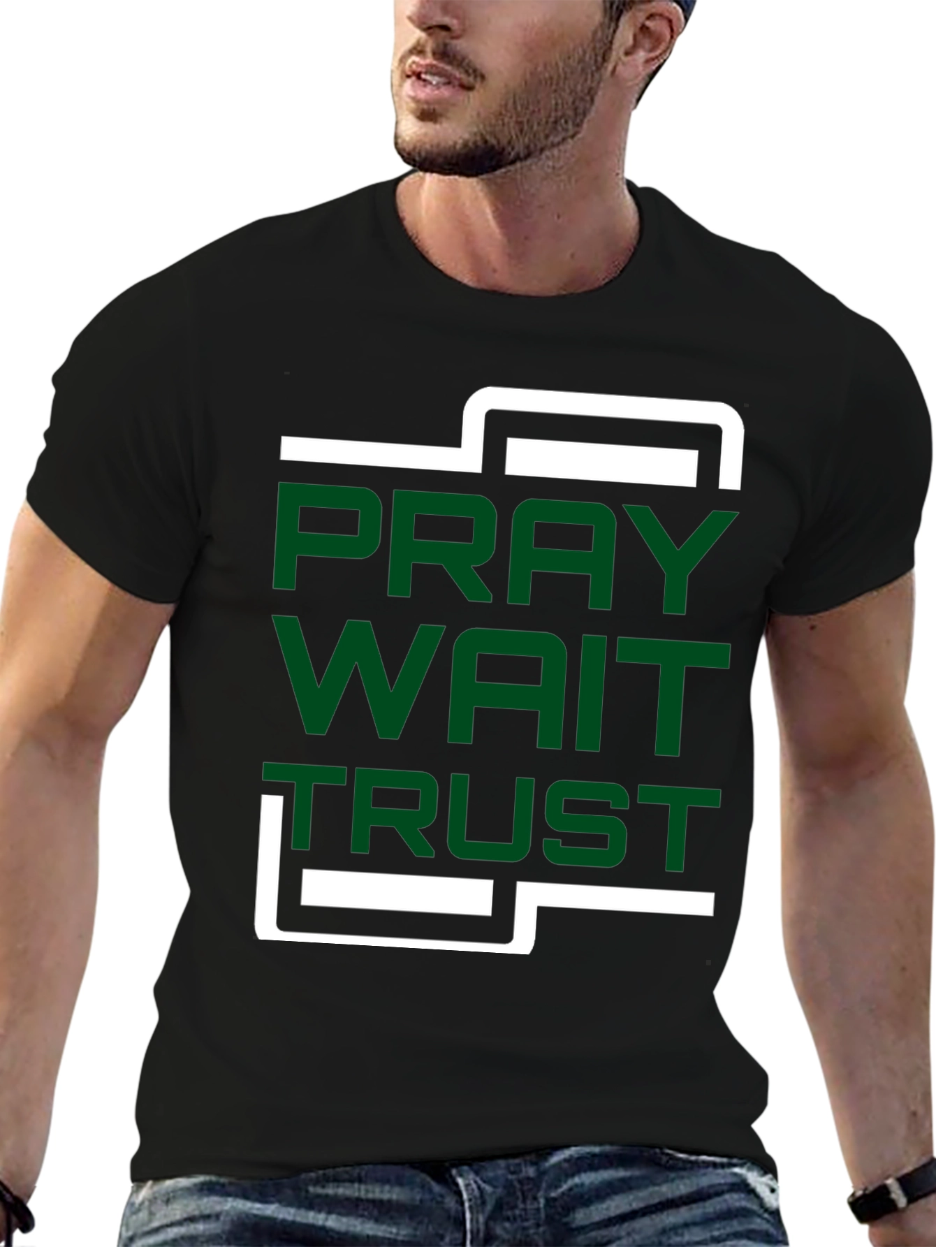Pray Wait Trust Graphic T-Shirt - Modern Christian Apparel