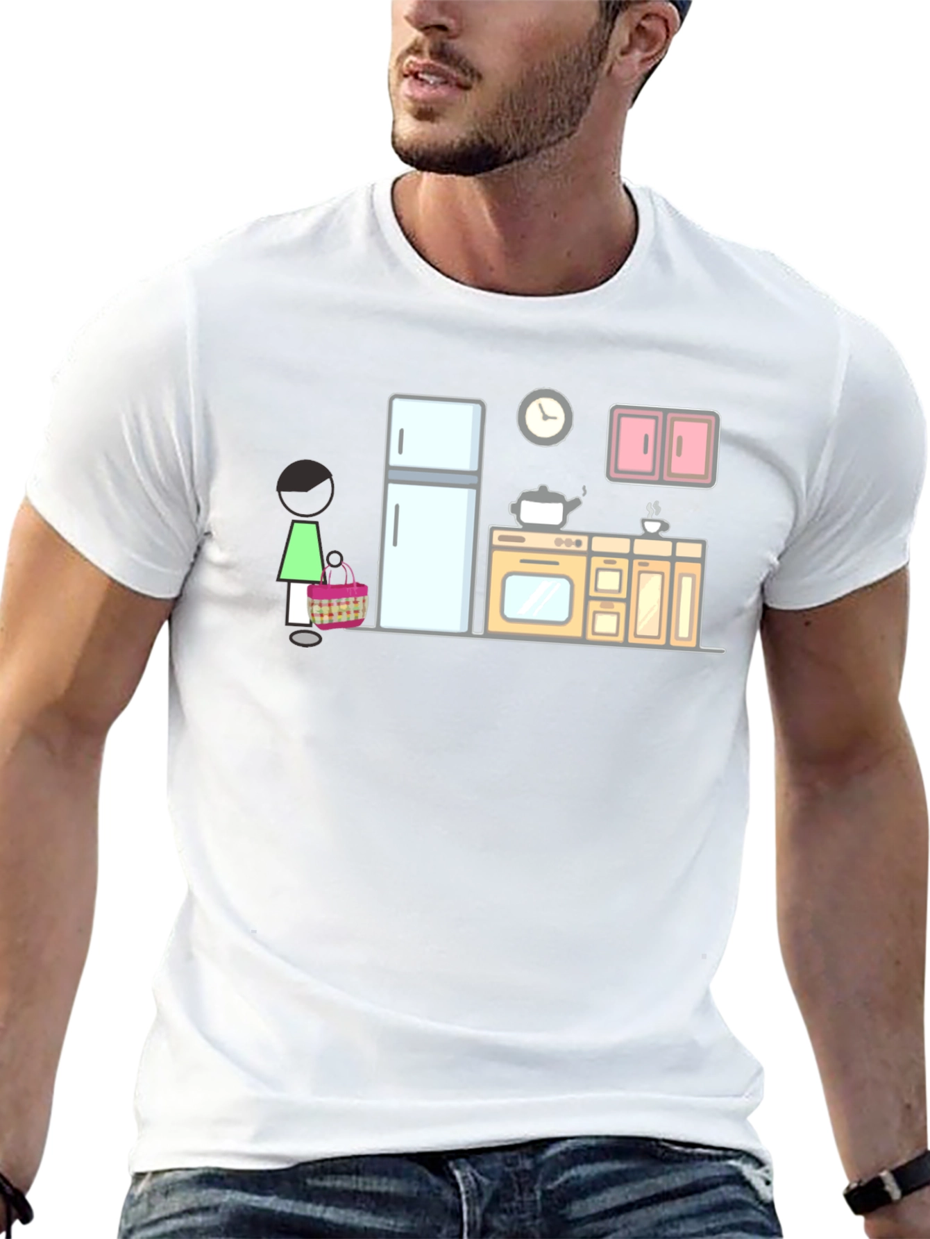 Cartoon Kitchen Graphic T-Shirt