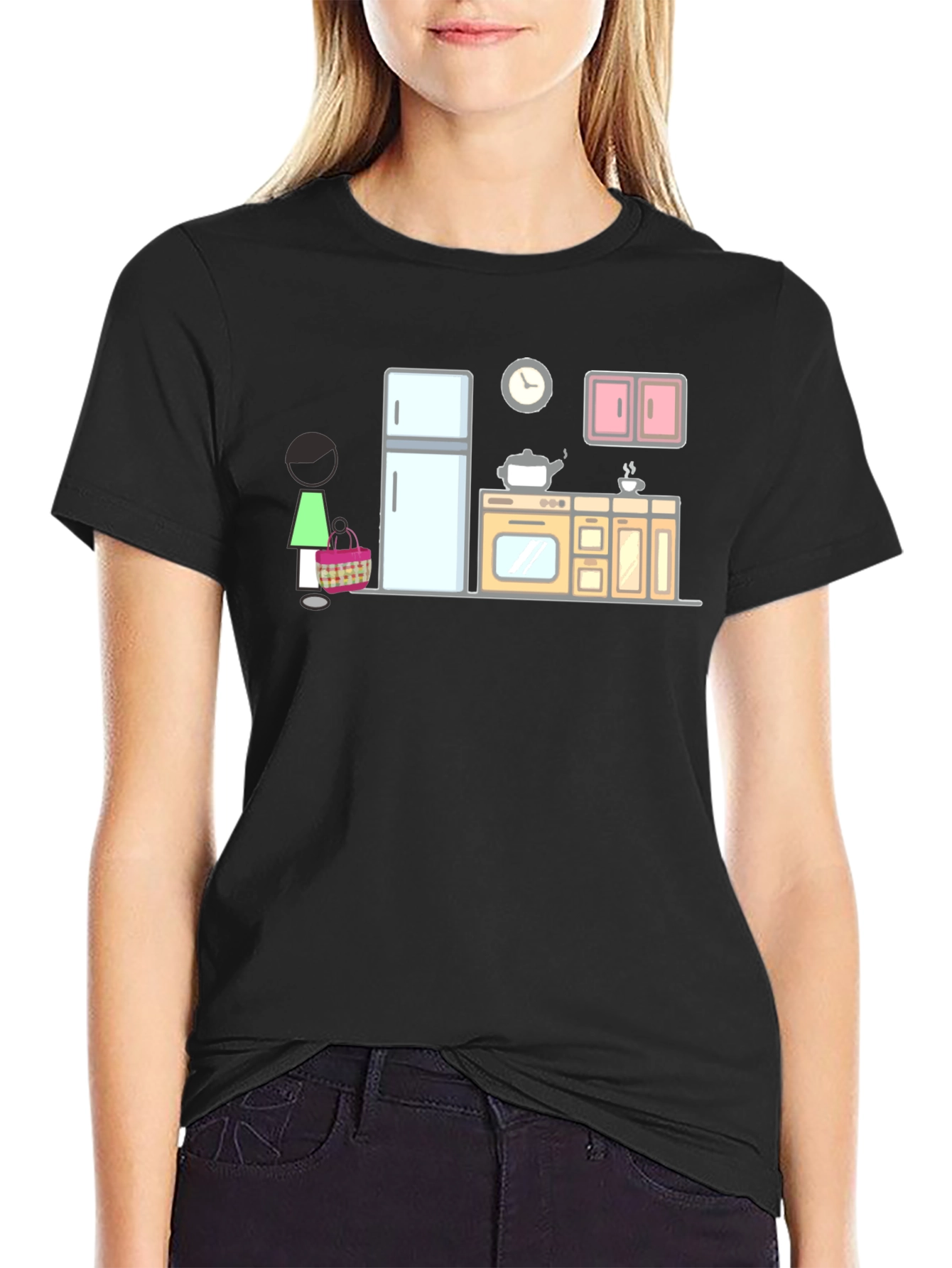 Cartoon Kitchen Graphic T-Shirt
