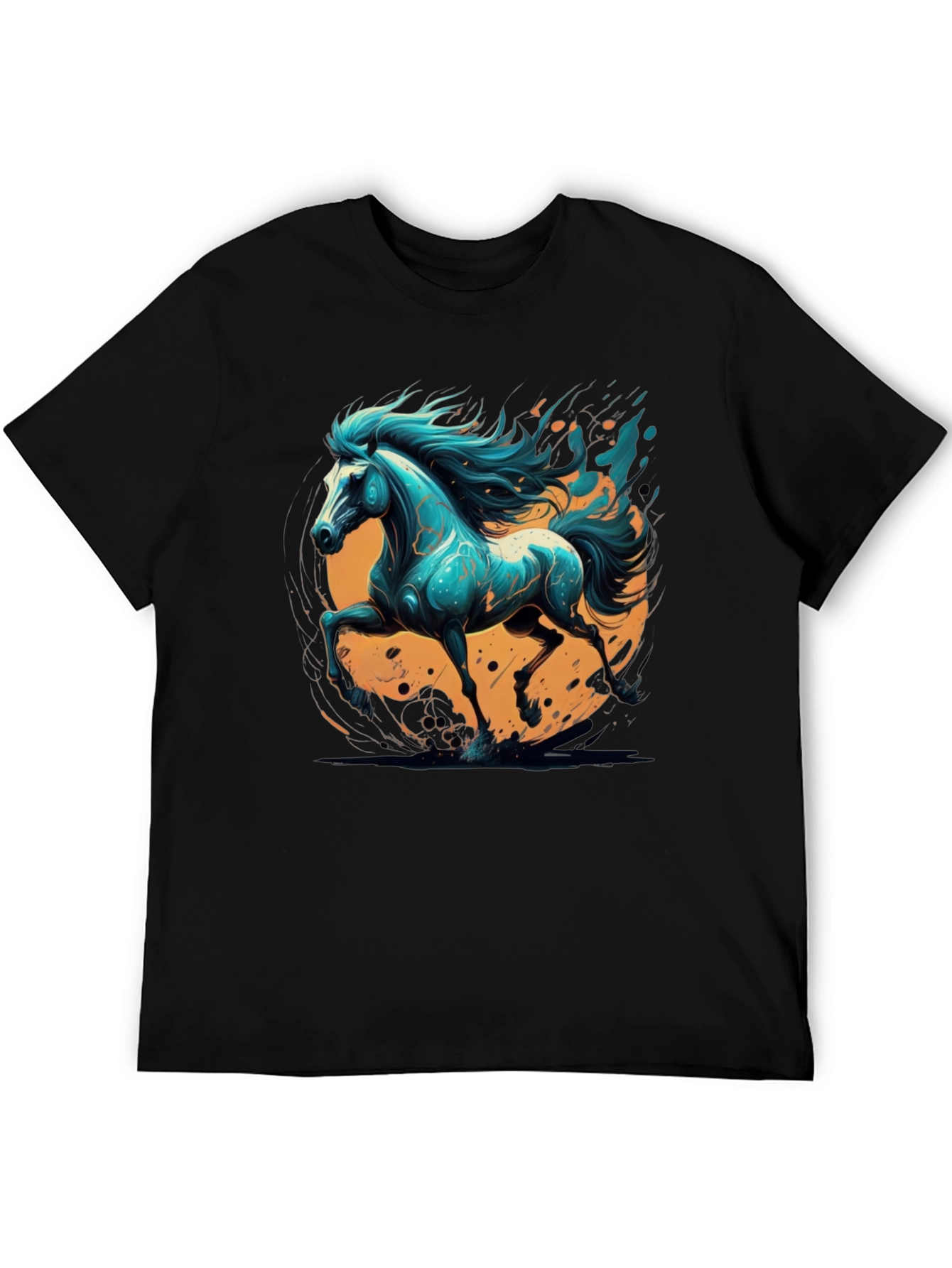 Bold Horse Graphic Tee - Black Cotton Blend