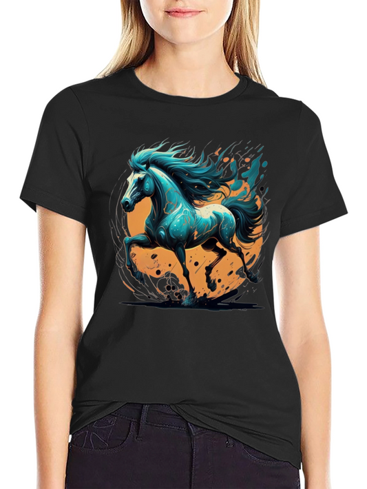 Bold Horse Graphic Tee - Black Cotton Blend