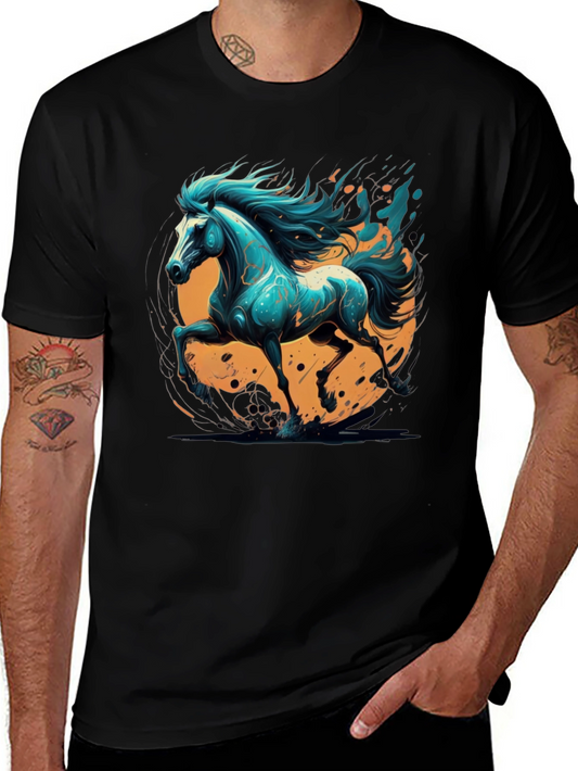 Bold Horse Graphic Tee - Black Cotton Blend