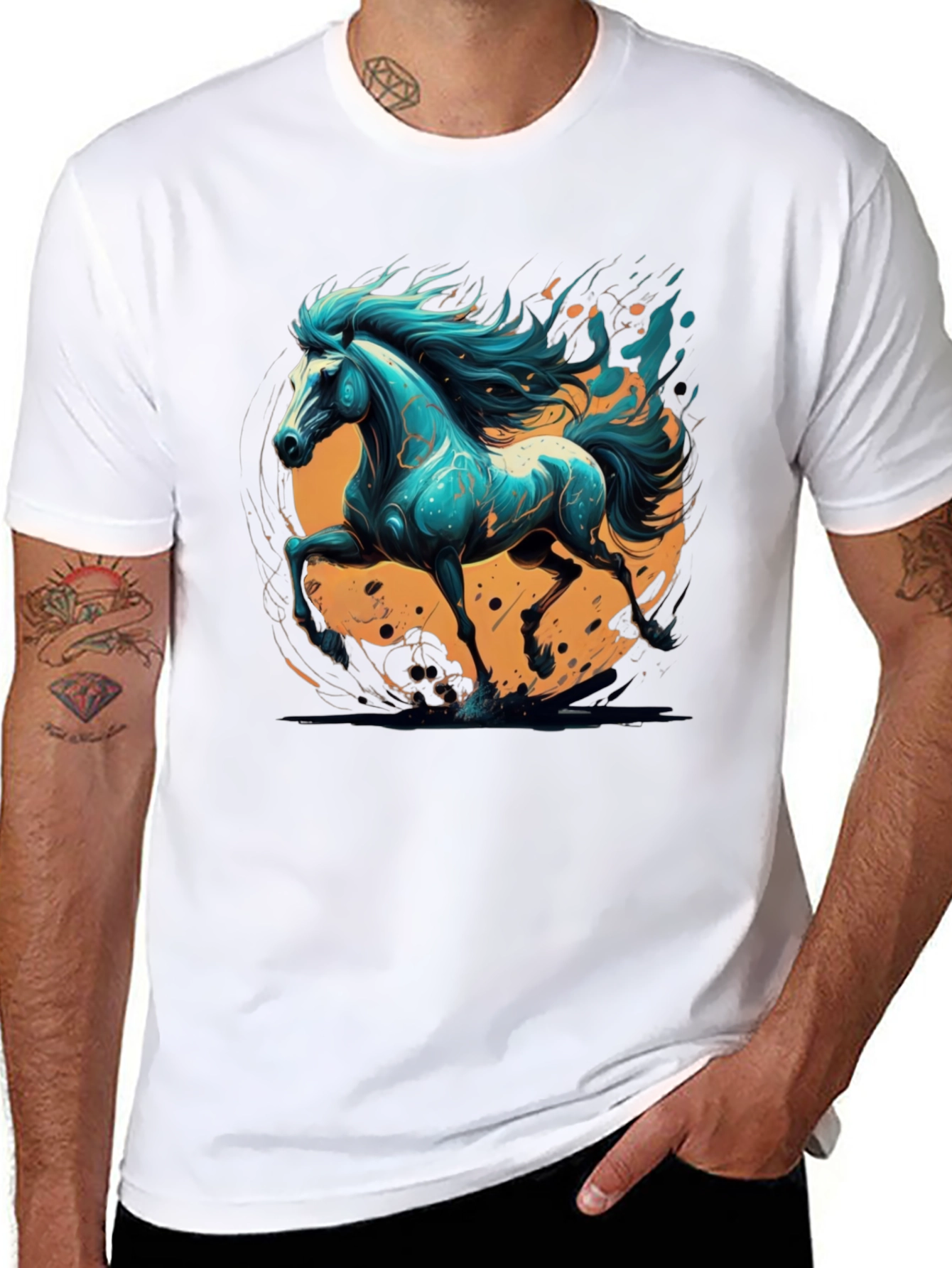 Bold Horse Graphic Tee - Black Cotton Blend