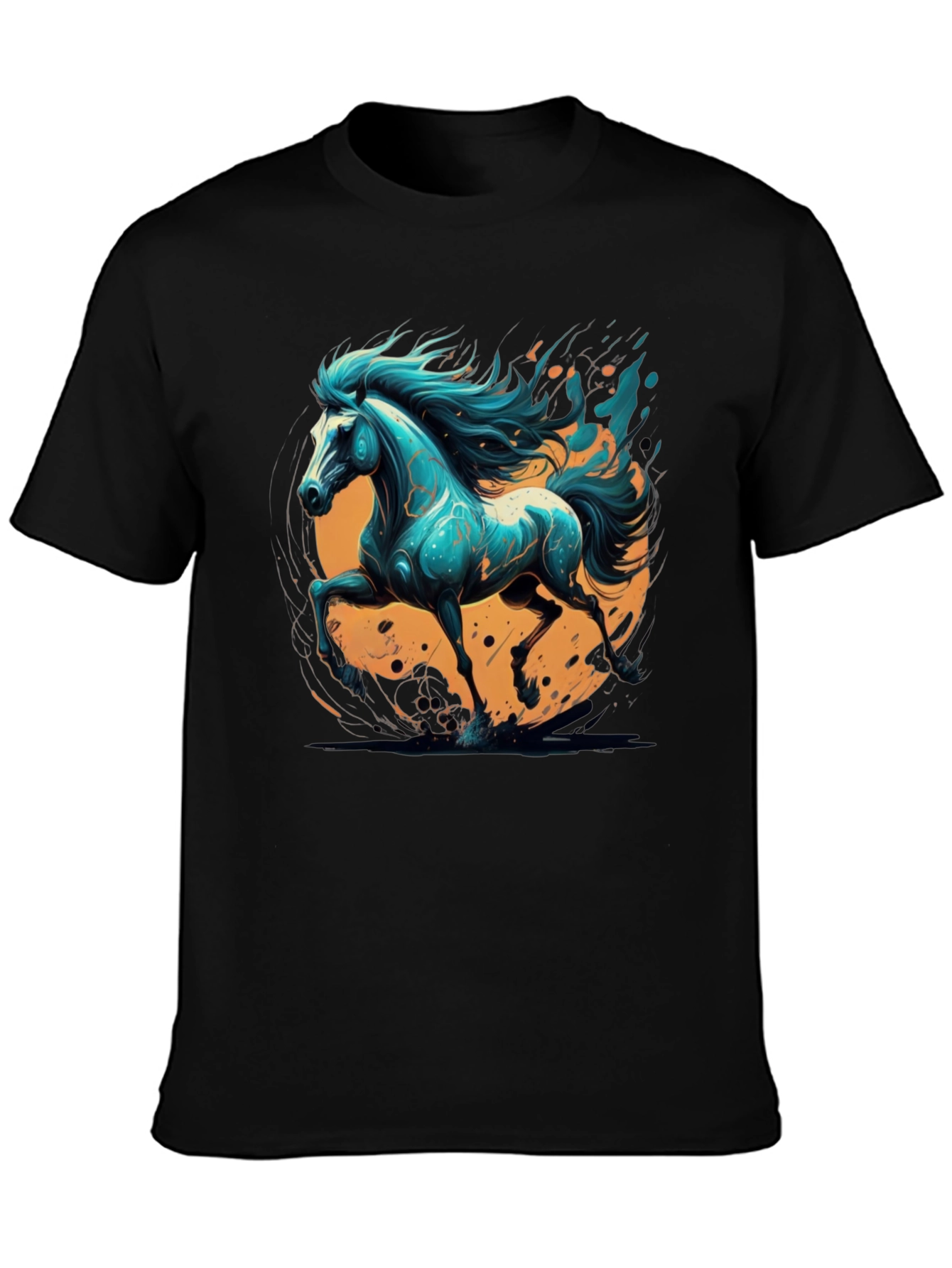 Bold Horse Graphic Tee - Black Cotton Blend
