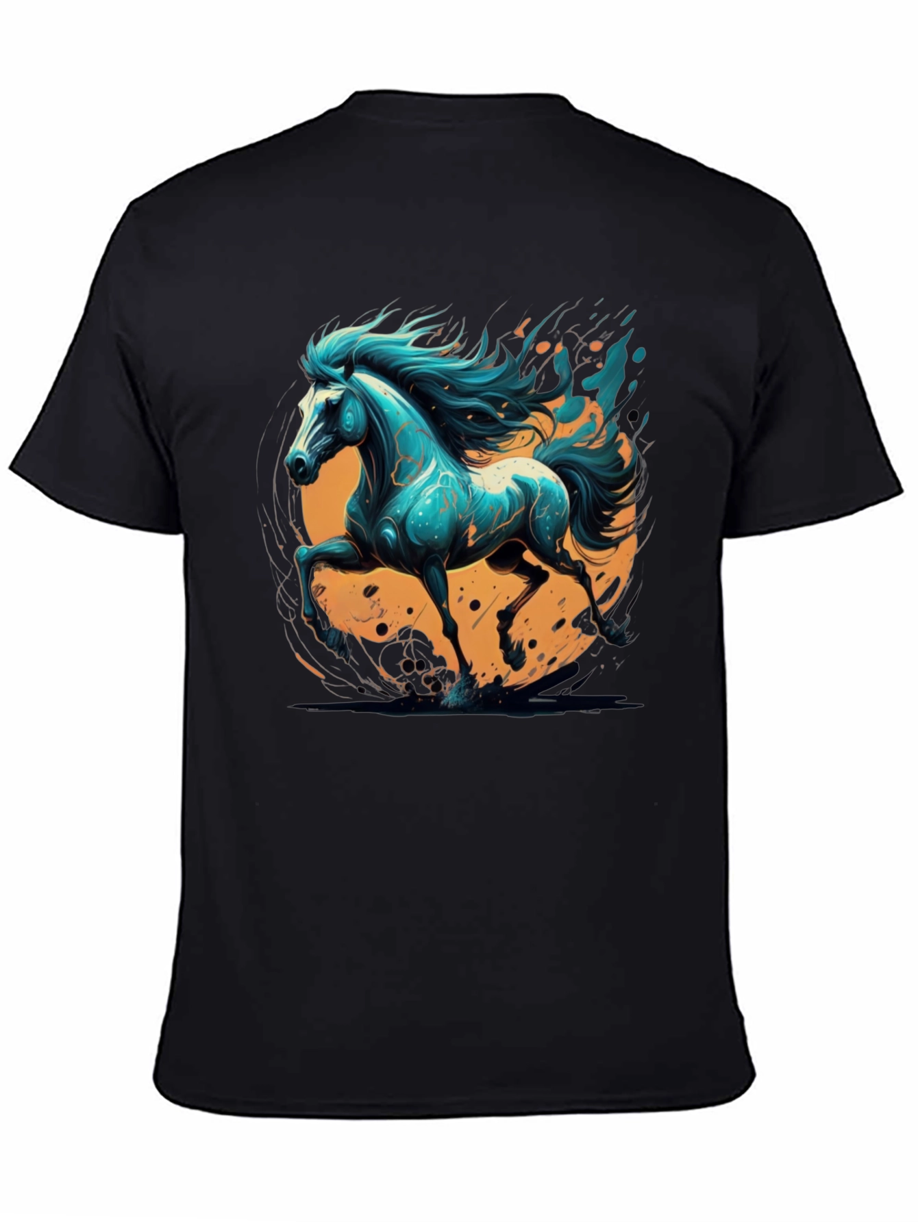 Bold Horse Graphic Tee - Black Cotton Blend