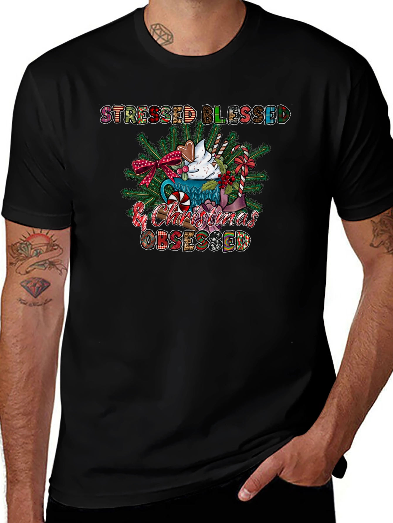 Stressed Blessed & Christmas Obsessed Tee