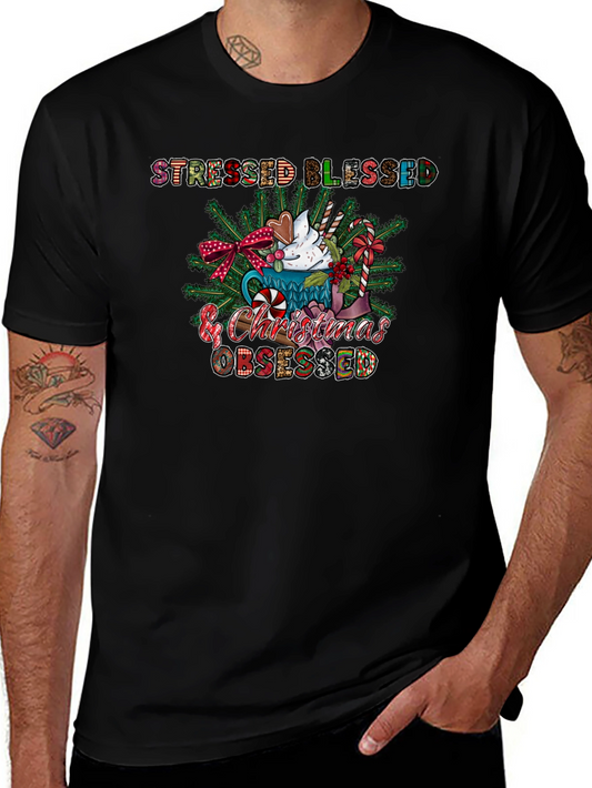 Stressed Blessed & Christmas Obsessed Tee