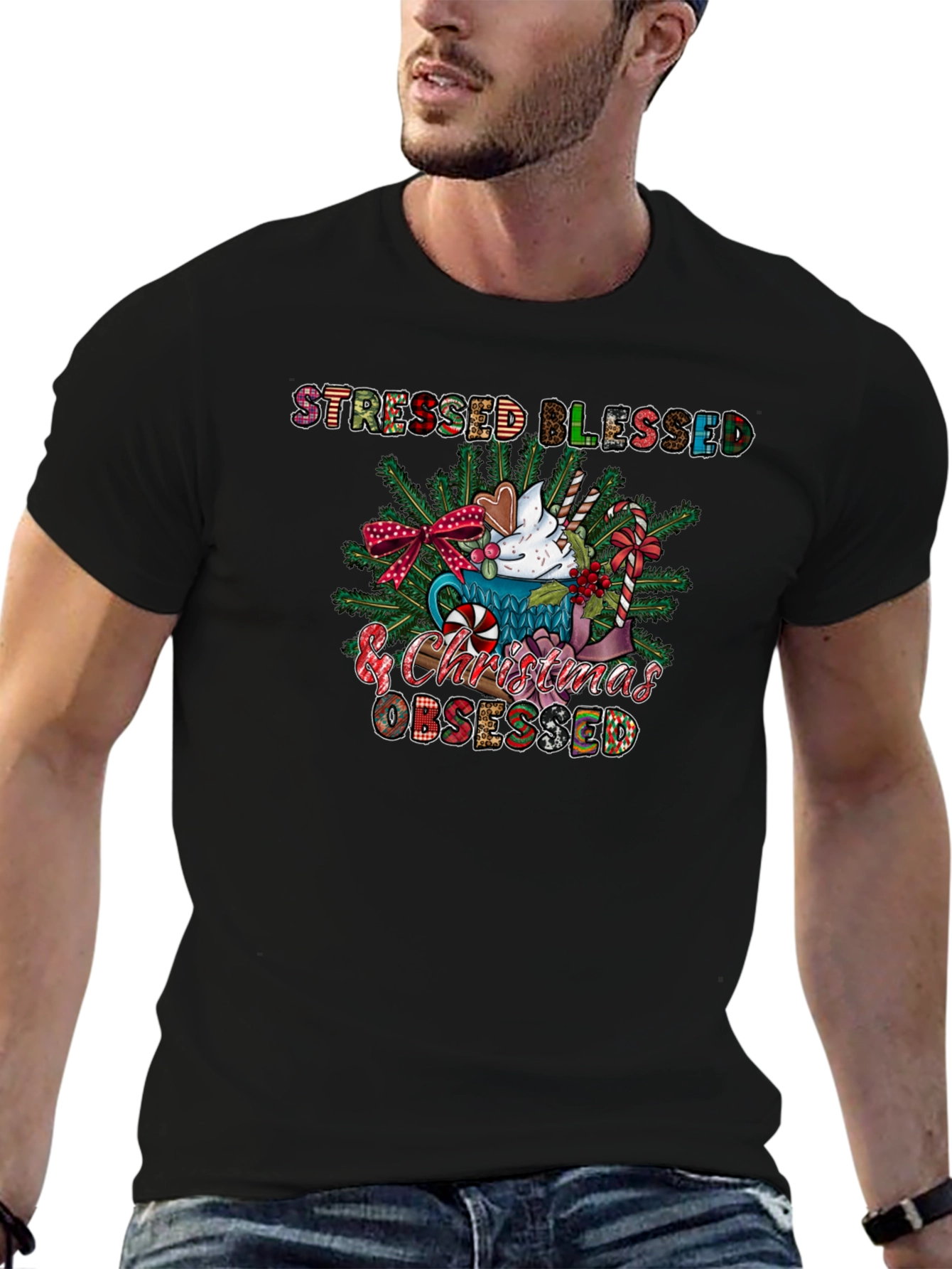 Stressed Blessed & Christmas Obsessed Tee
