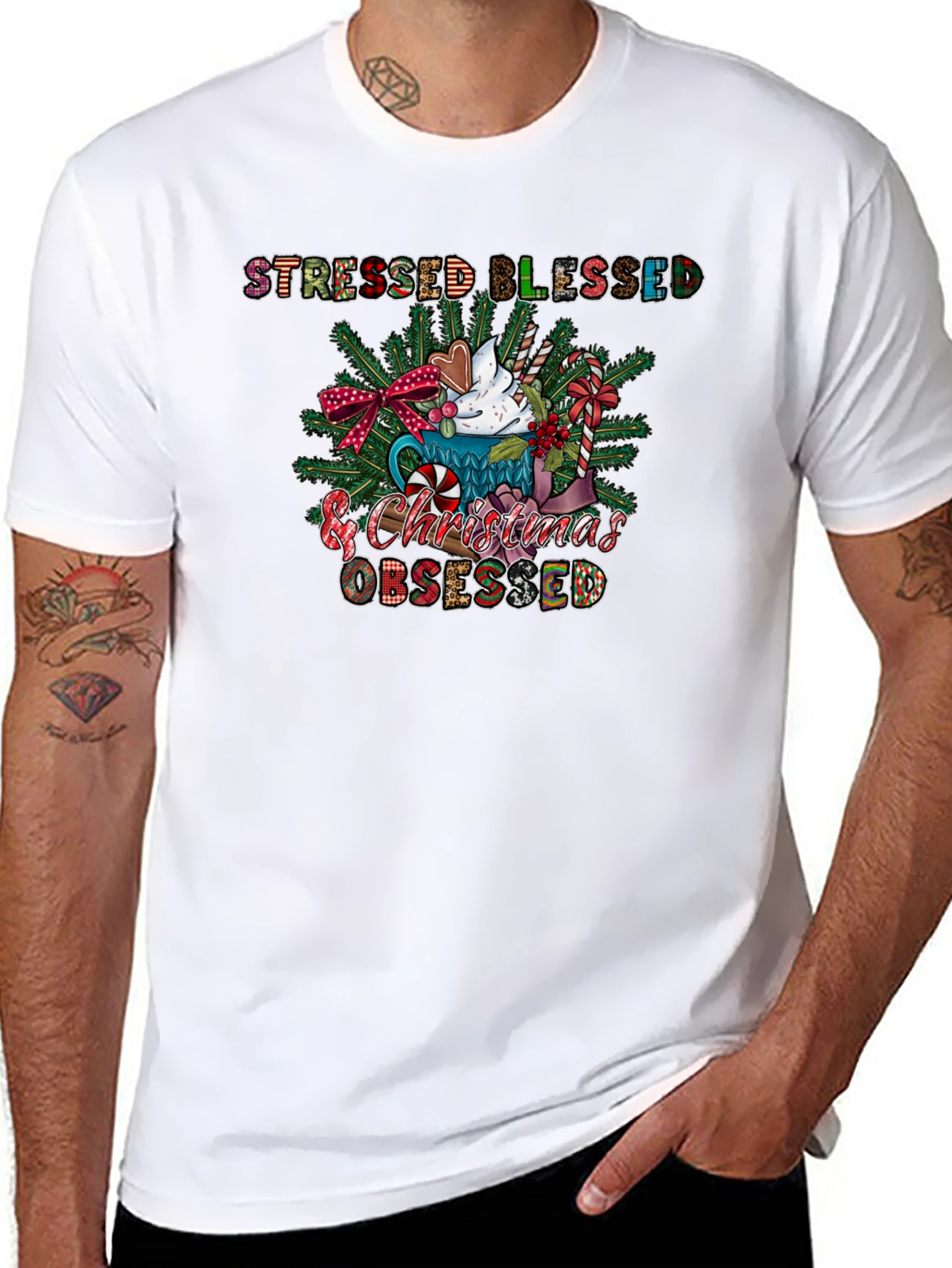 Stressed Blessed & Christmas Obsessed Tee