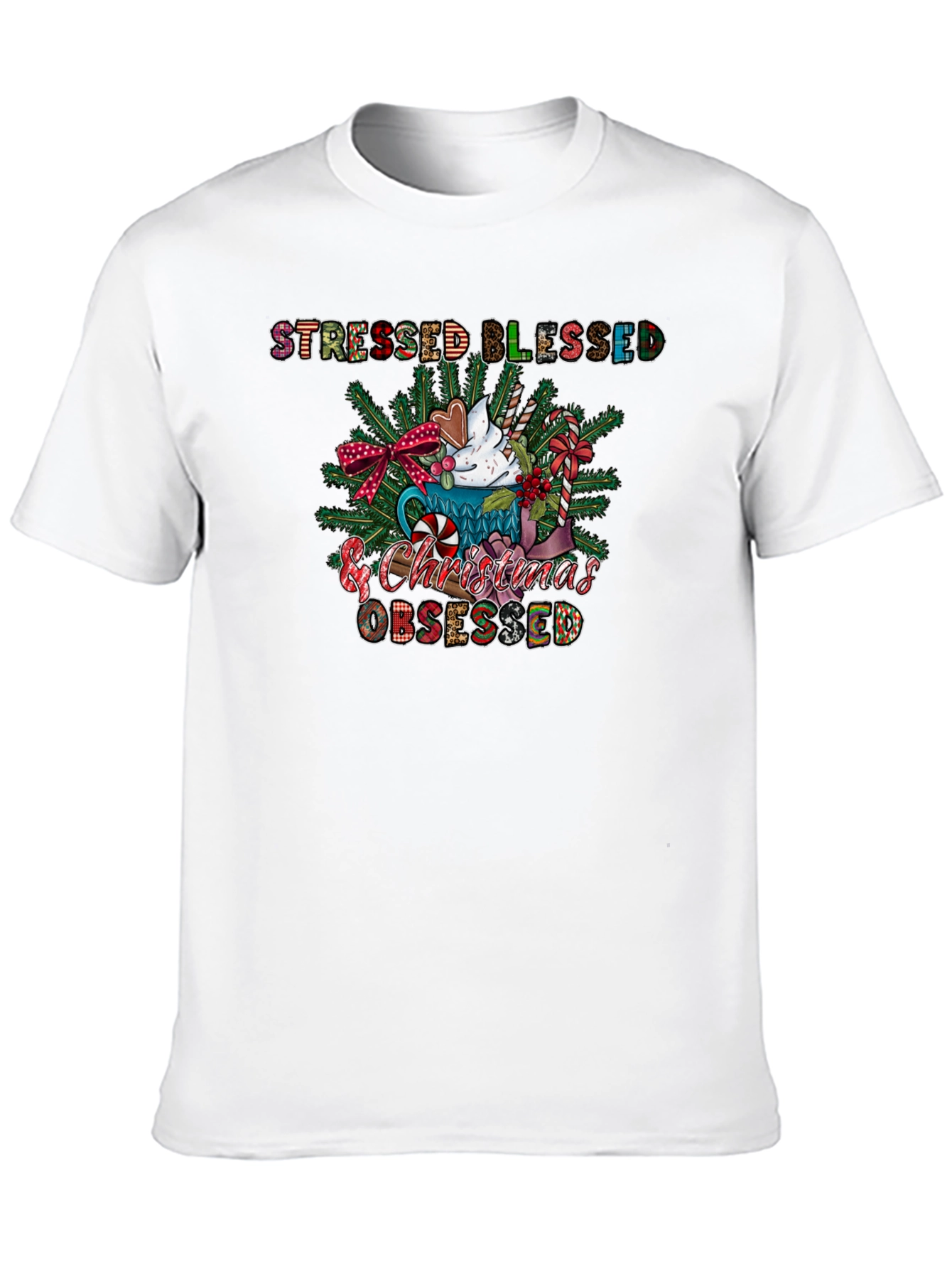 Stressed Blessed & Christmas Obsessed Tee