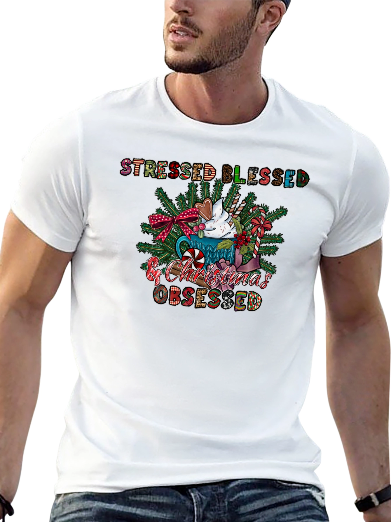Stressed Blessed & Christmas Obsessed Tee