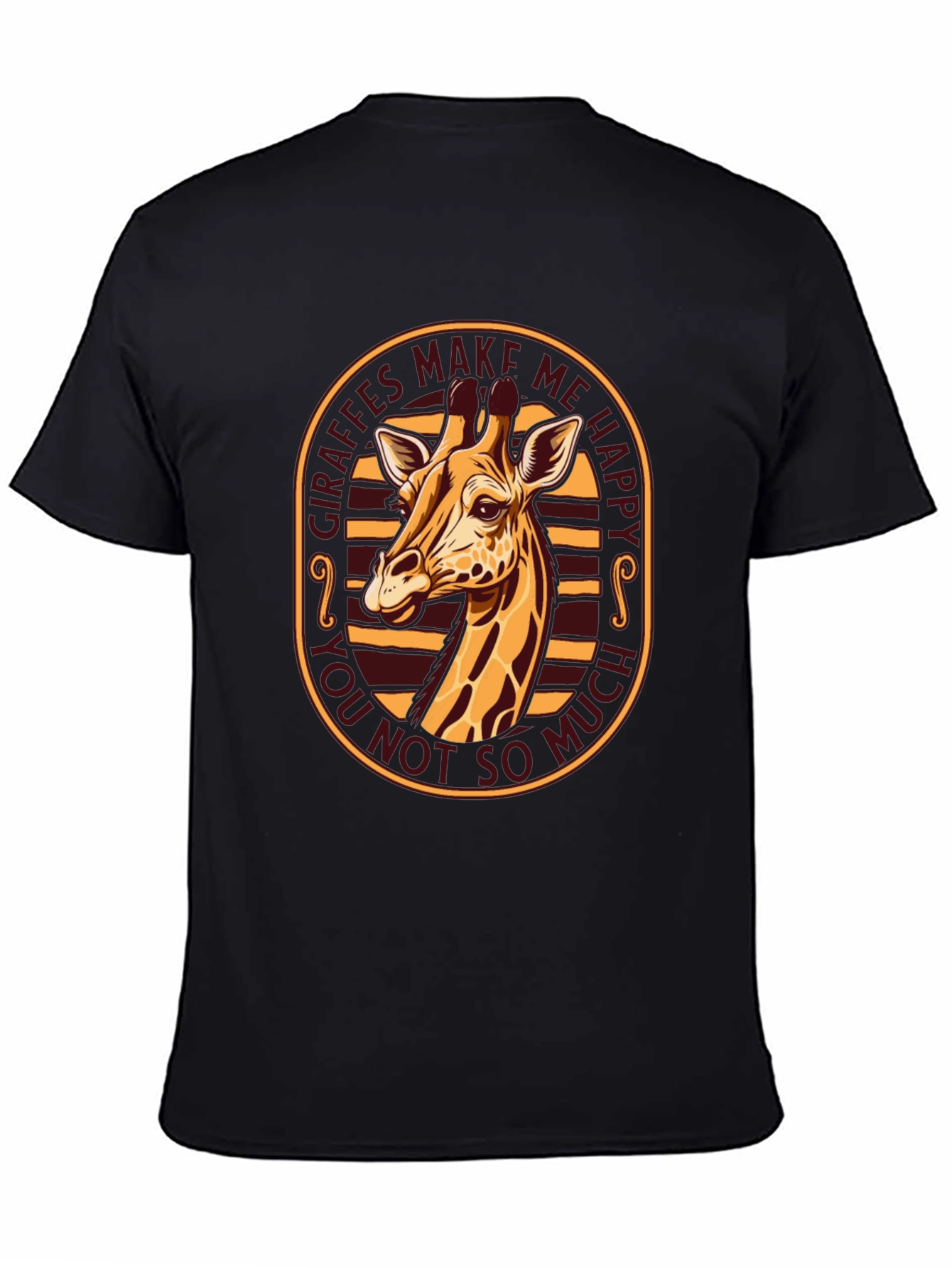 Giraffe Make Me Happy Graphic Tee - Black