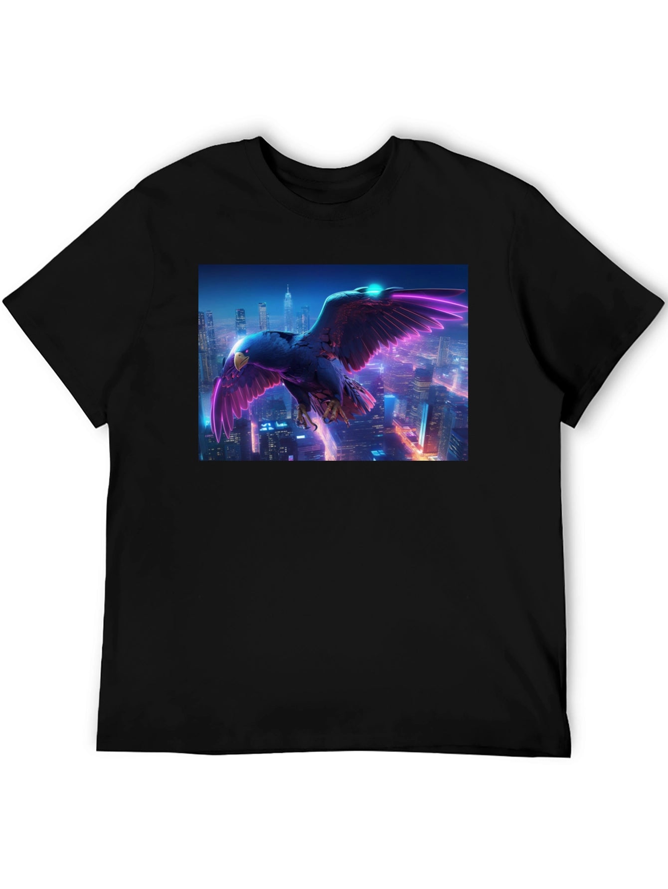Cyberpunk Eagle Graphic Tee - Black