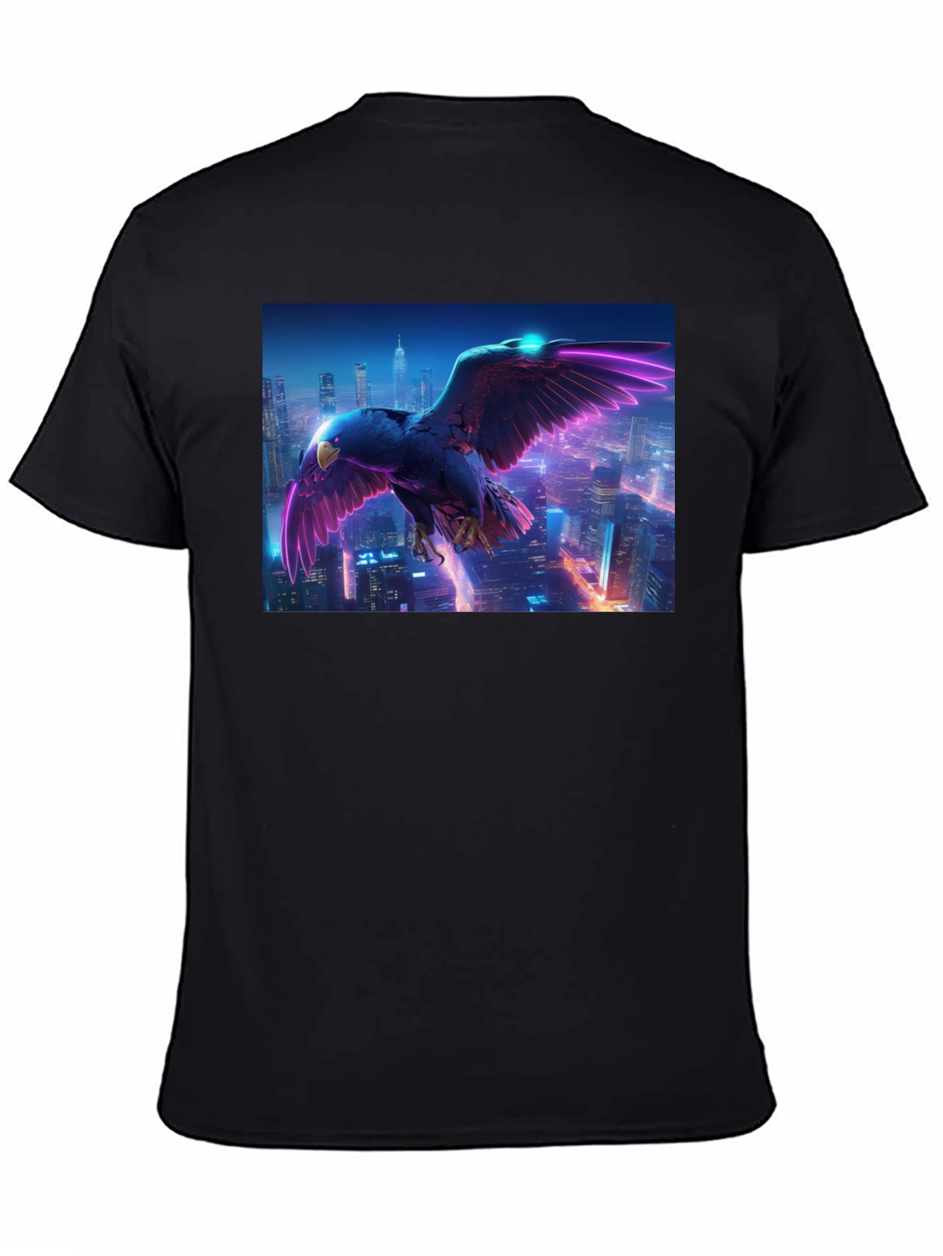 Cyberpunk Eagle Graphic Tee - Black
