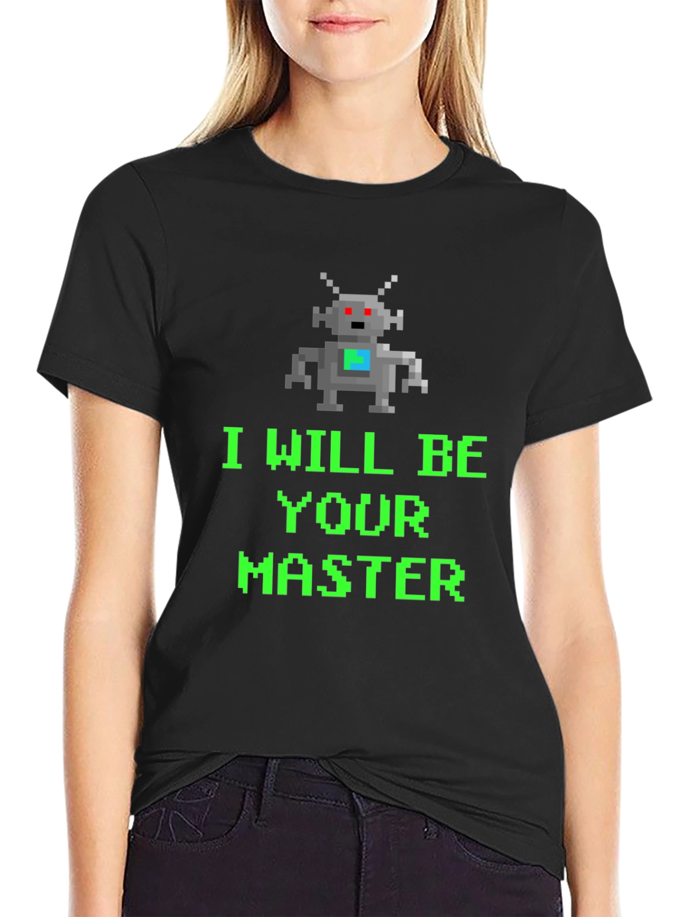 Pixel Robot I Will Be Your Master Graphic Tee