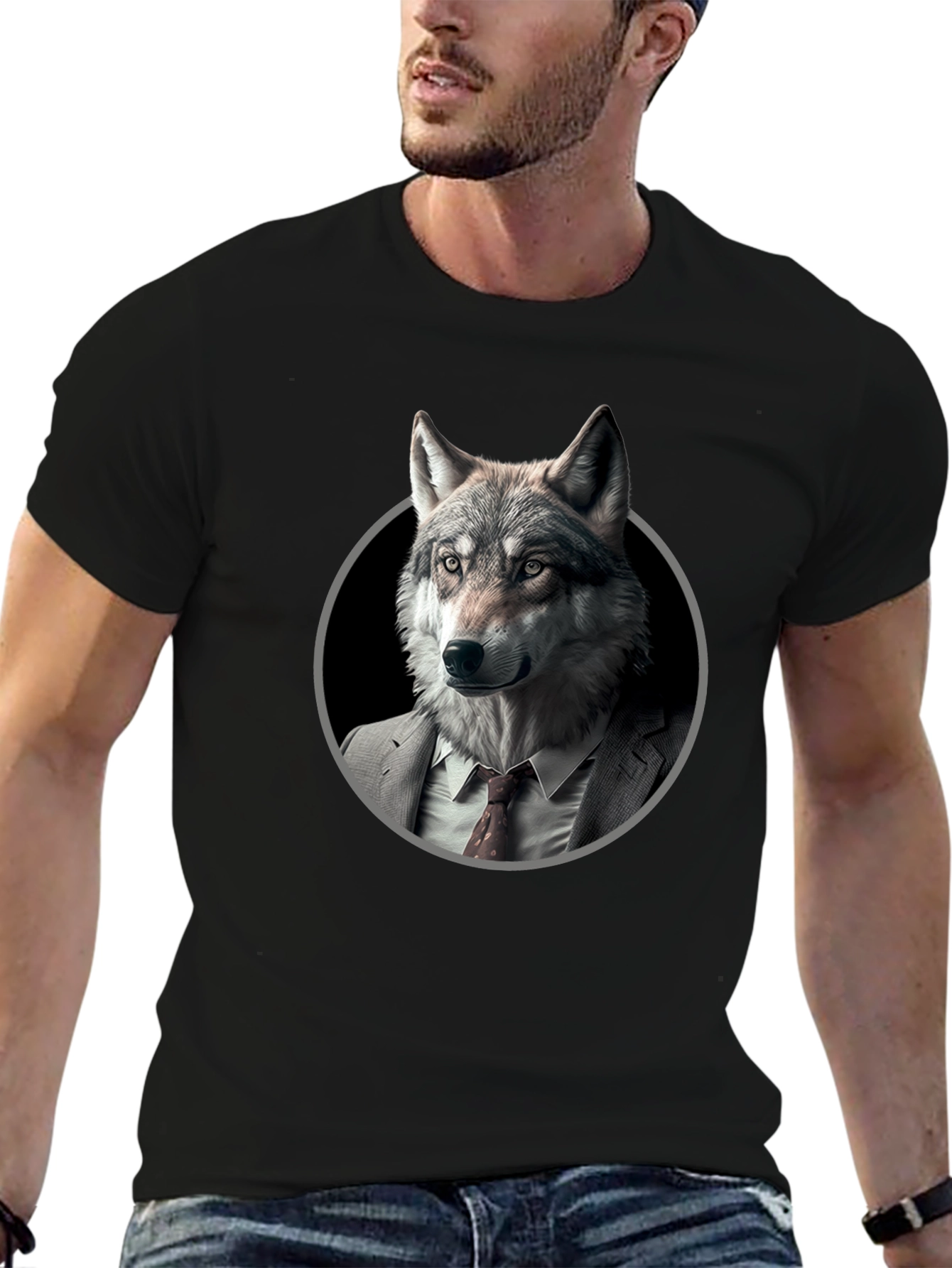 Wolf in Suit Graphic T-Shirt - Mens