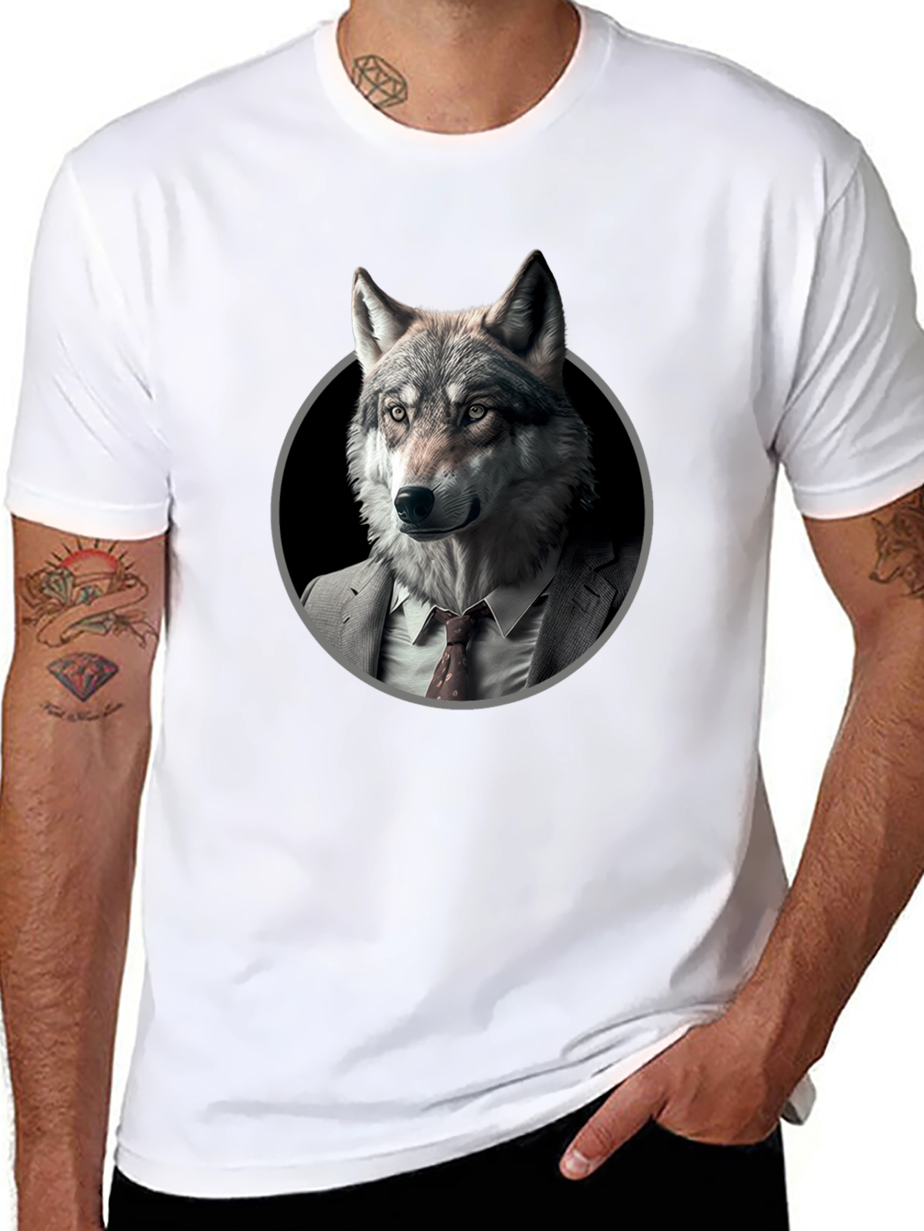 Wolf in Suit Graphic T-Shirt - Mens