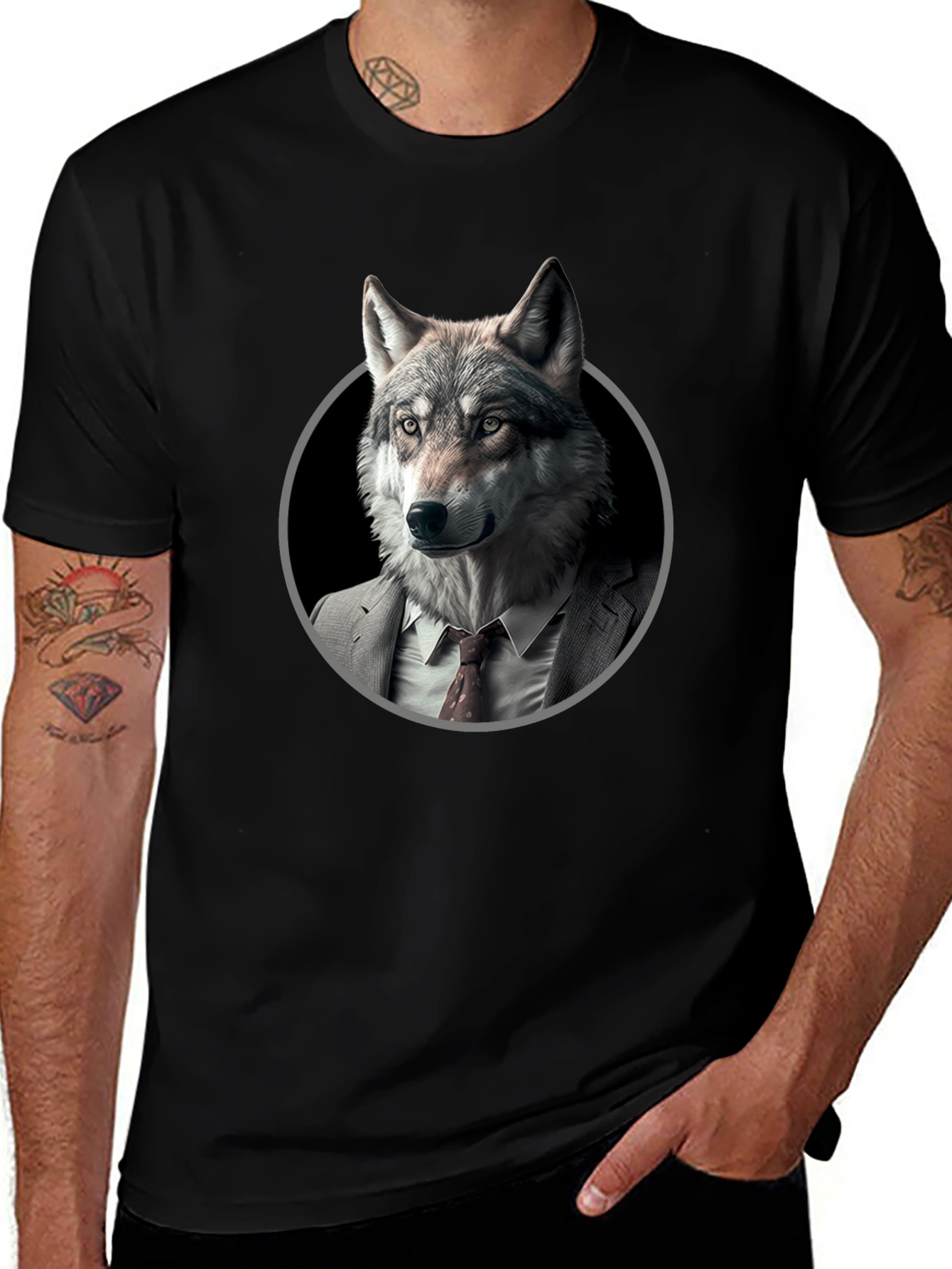 Wolf in Suit Graphic T-Shirt - Mens