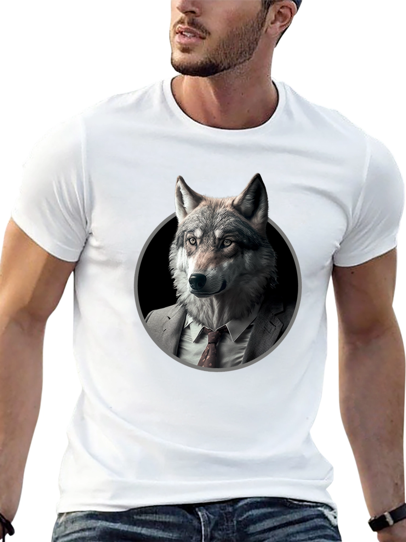 Wolf in Suit Graphic T-Shirt - Mens