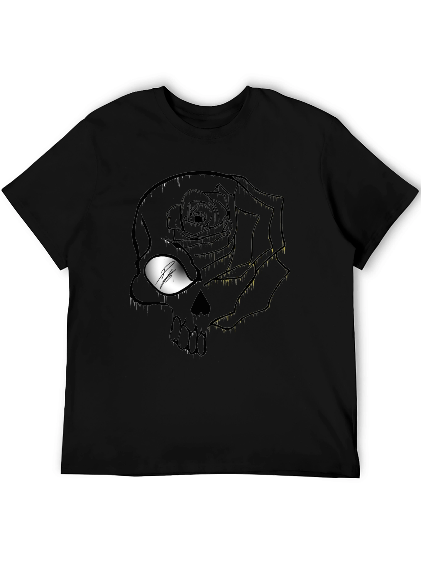 Rose Skull Graphic T-Shirt - Mens Black Tee