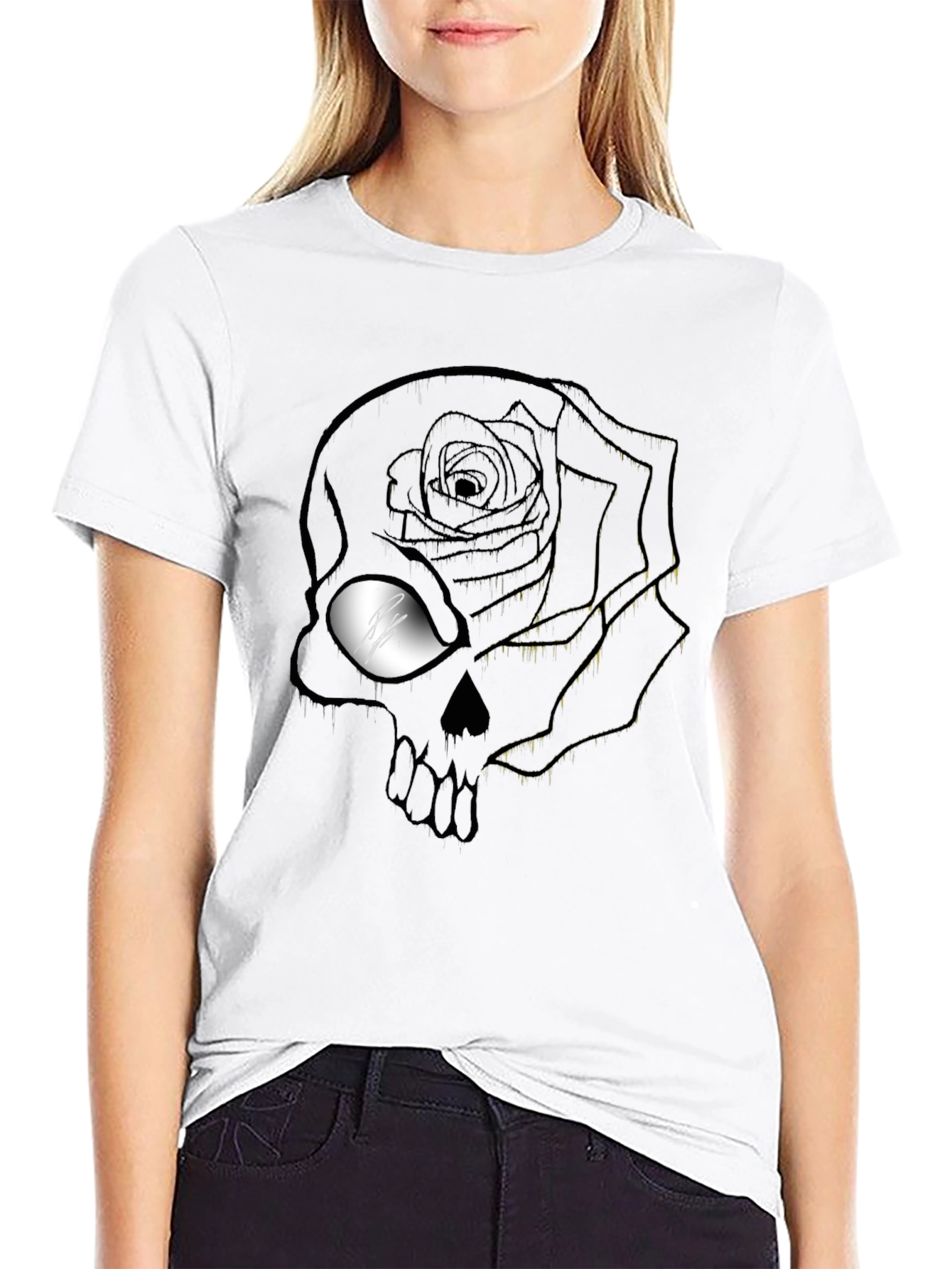 Rose Skull Graphic T-Shirt - Mens Black Tee