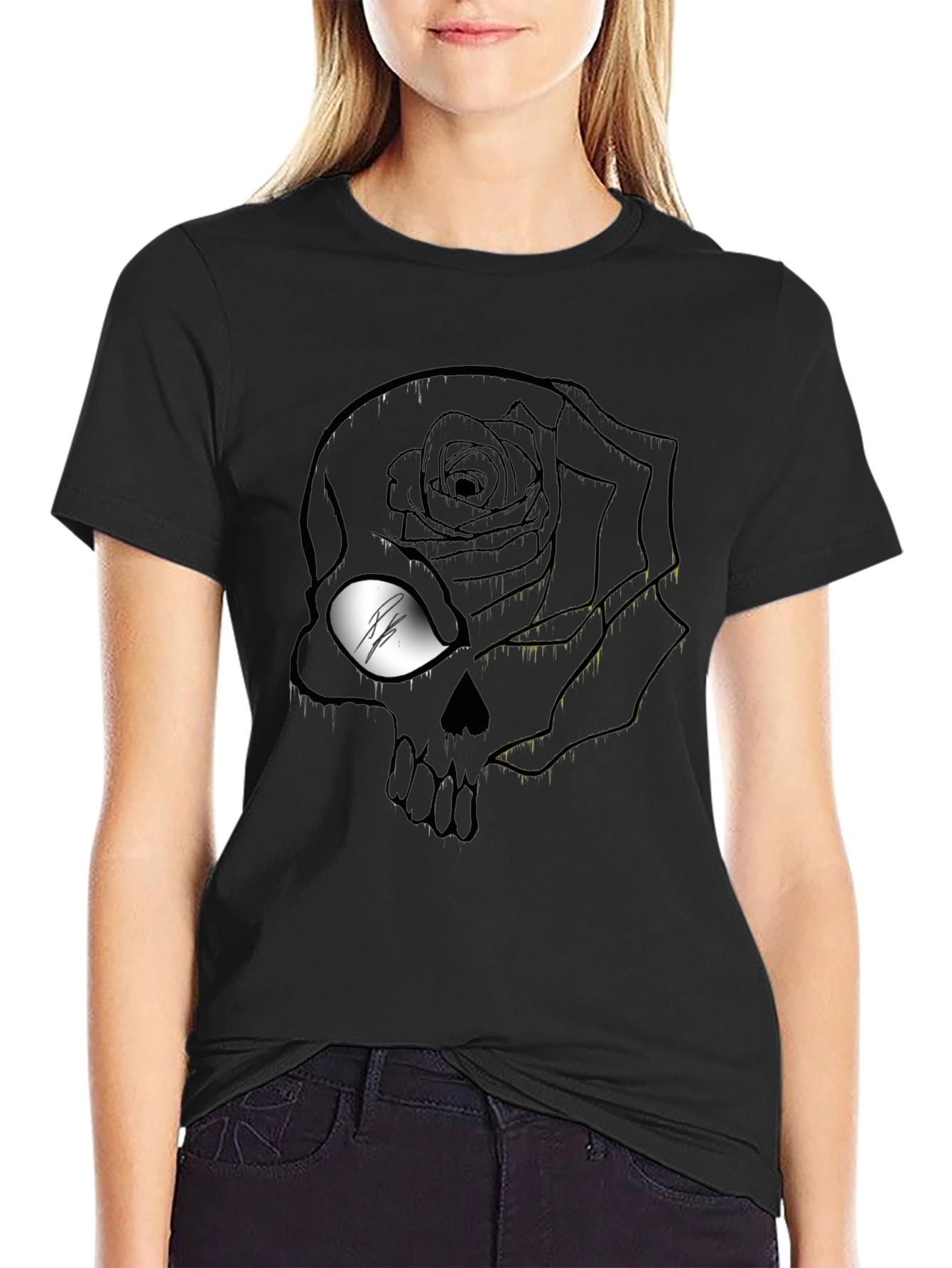 Rose Skull Graphic T-Shirt - Mens Black Tee