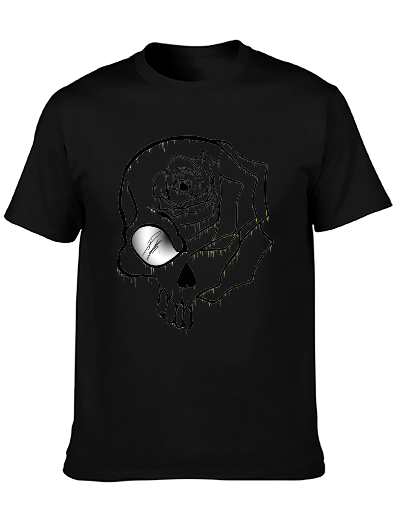 Rose Skull Graphic T-Shirt - Mens Black Tee