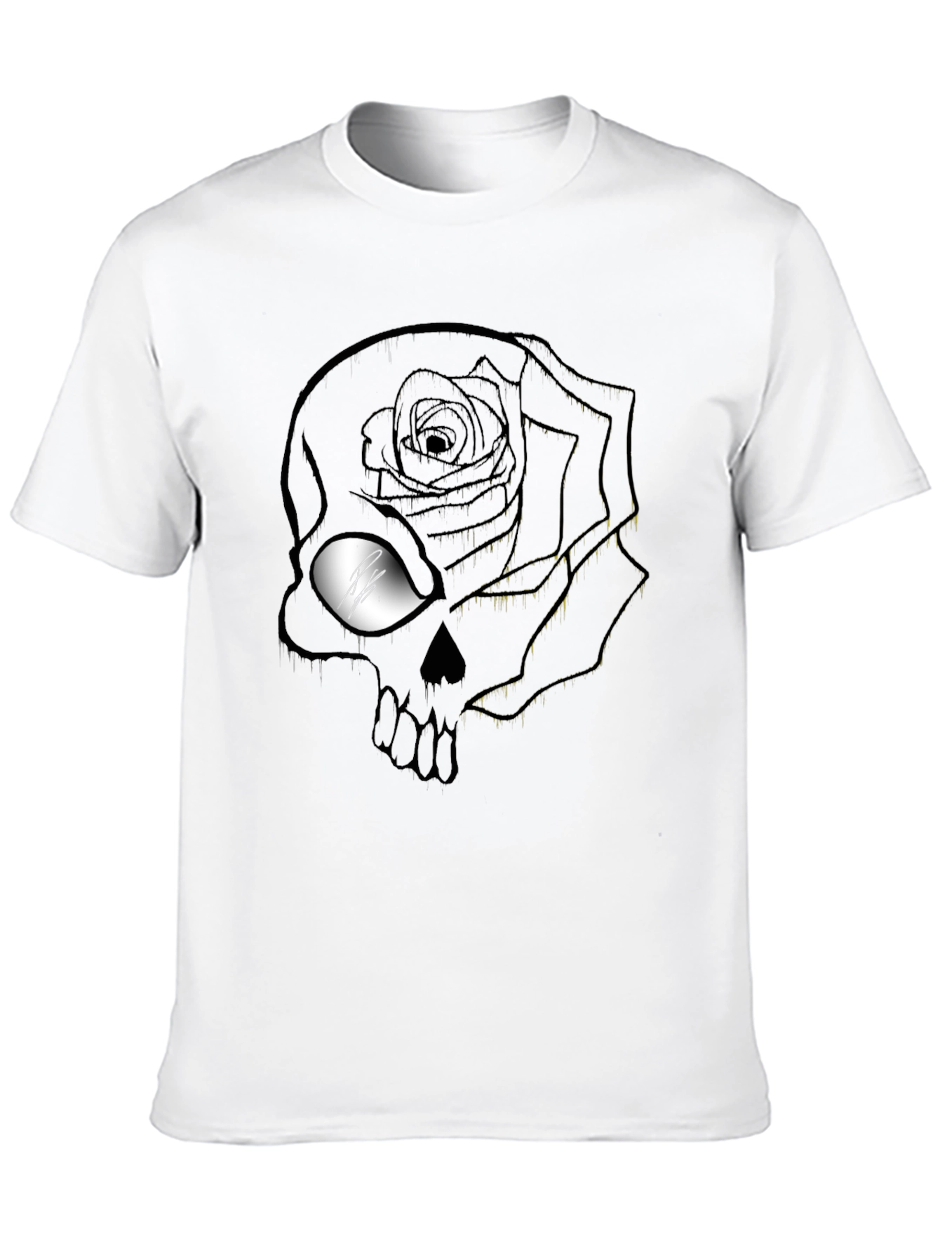 Rose Skull Graphic T-Shirt - Mens Black Tee