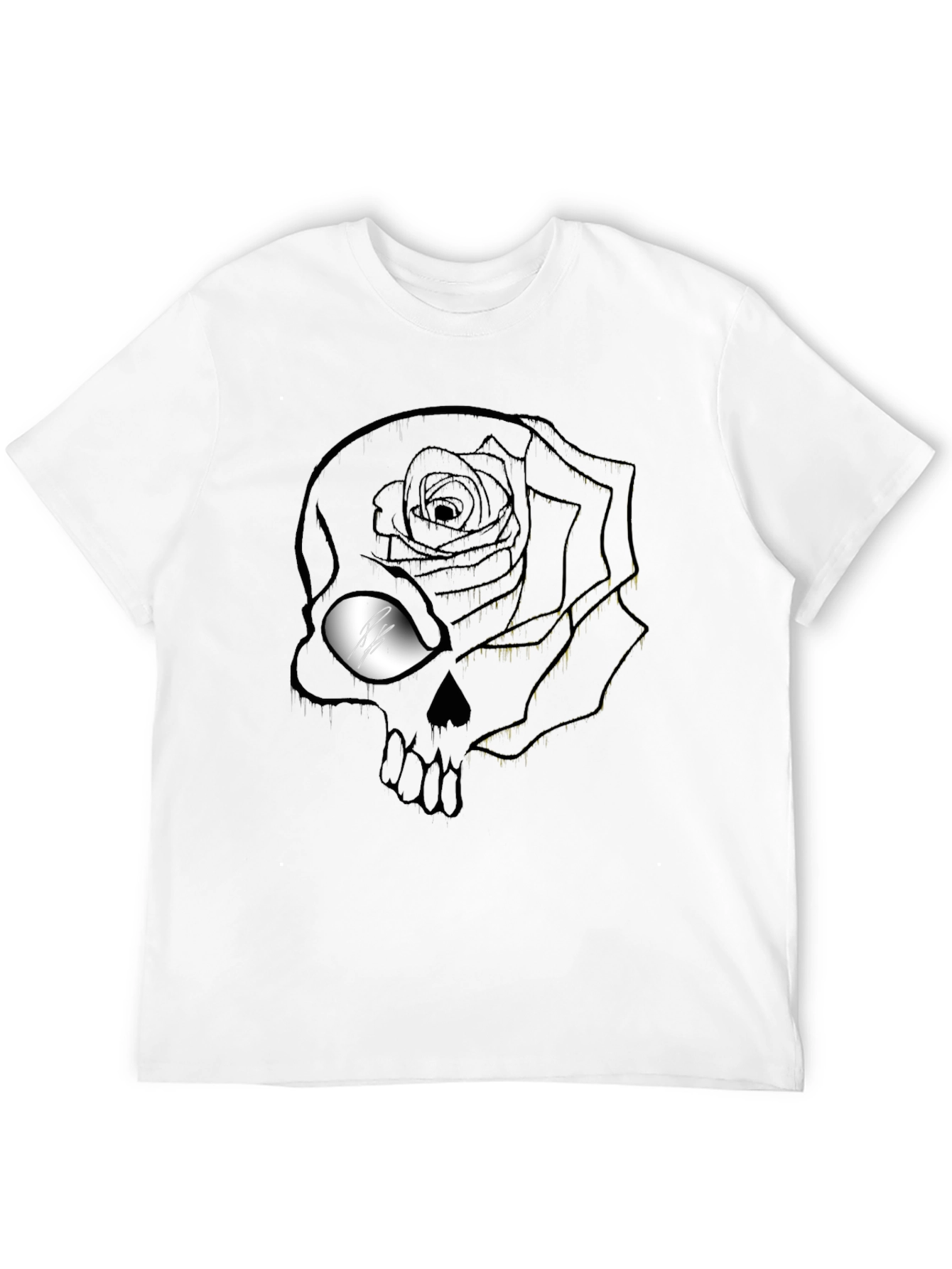 Rose Skull Graphic T-Shirt - Mens Black Tee