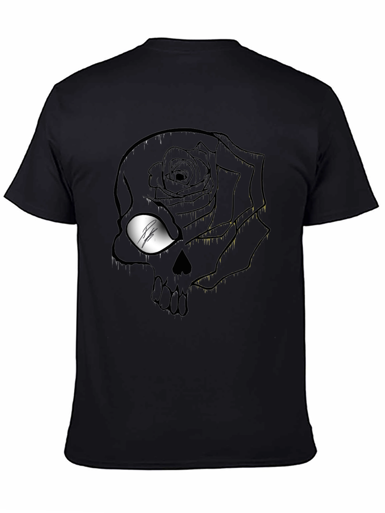 Rose Skull Graphic T-Shirt - Mens Black Tee