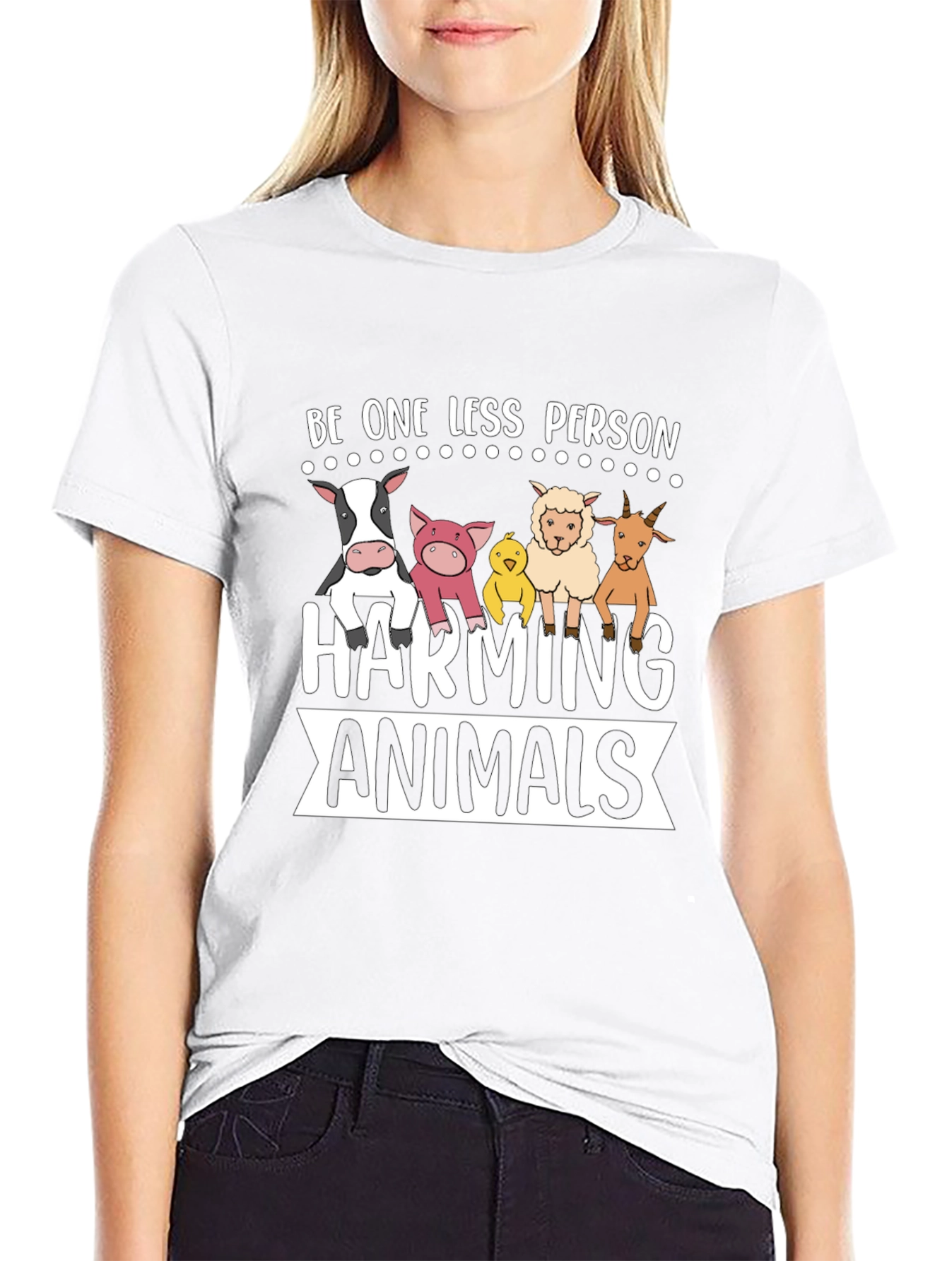 Be One Less Person Harming Animals Black T-Shirt
