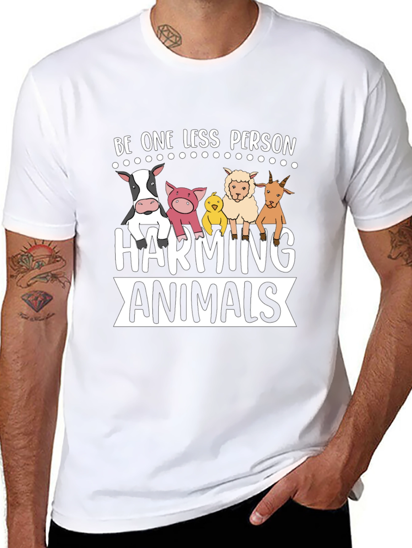 Be One Less Person Harming Animals Black T-Shirt