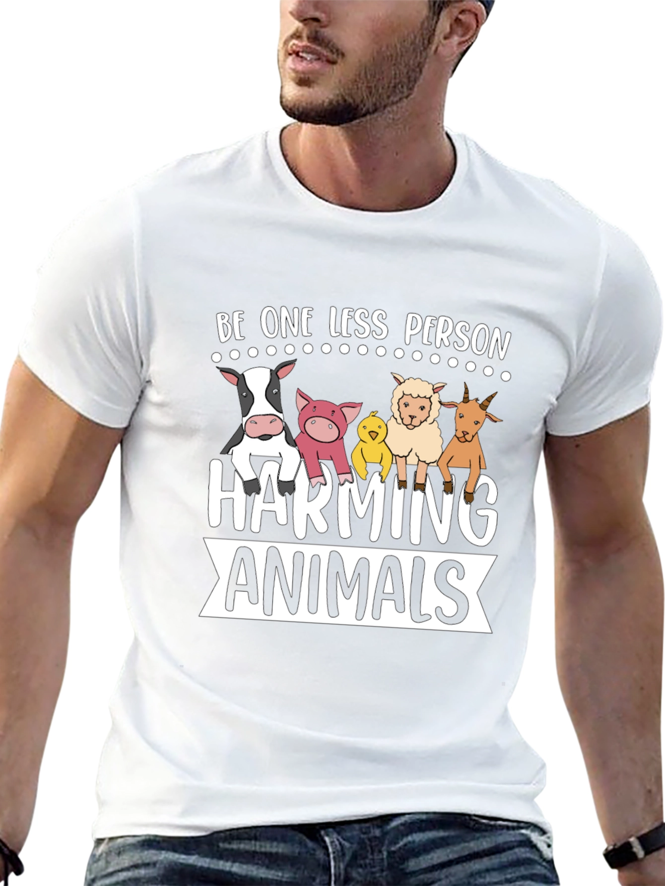 Be One Less Person Harming Animals Black T-Shirt