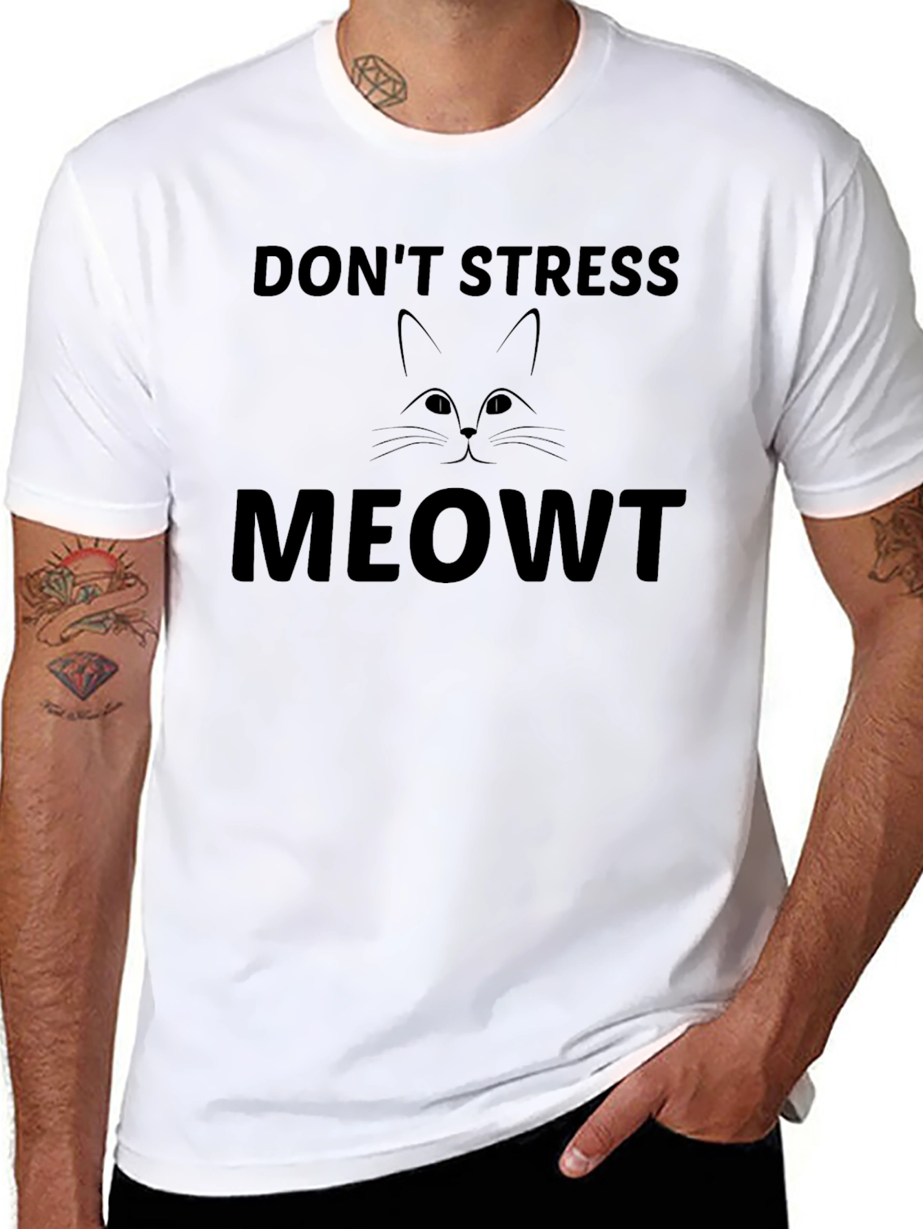 Dont Stress Meowt Black Cat Graphic T-Shirt