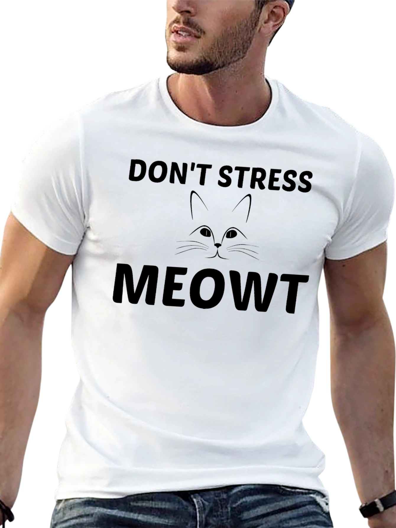 Dont Stress Meowt Black Cat Graphic T-Shirt