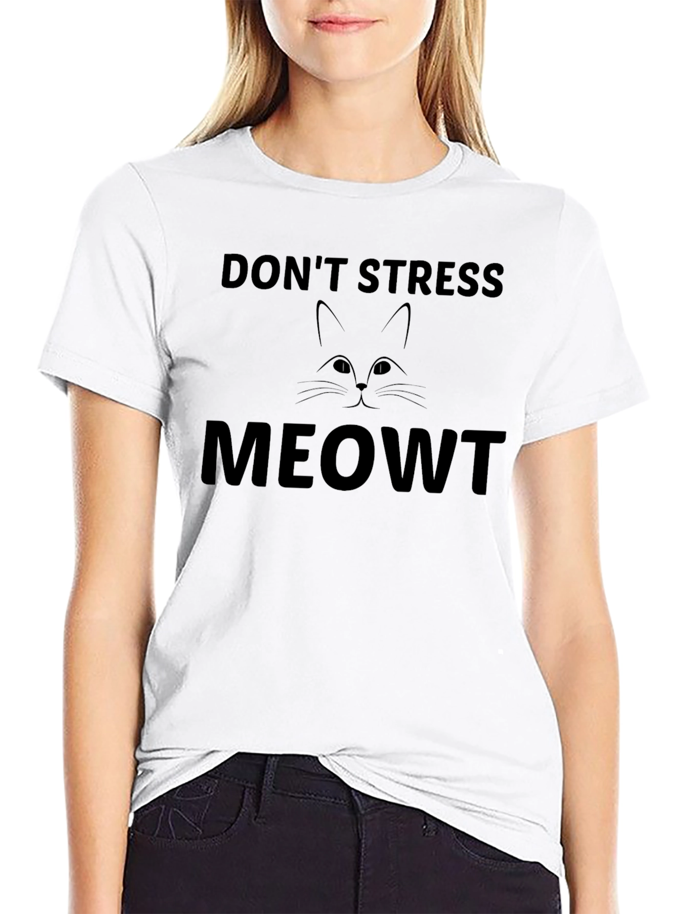 Dont Stress Meowt Black Cat Graphic T-Shirt