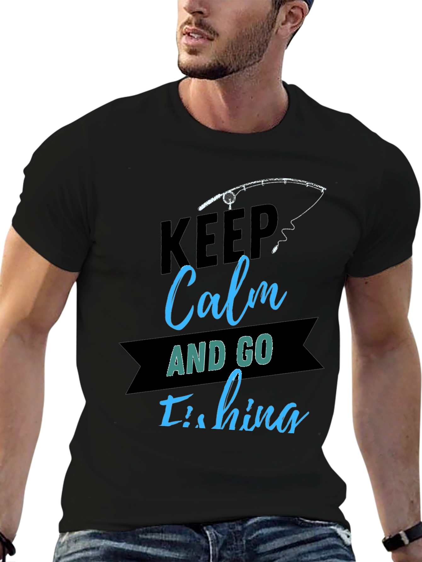 Keep Calm and Go Fishing Black T-Shirt