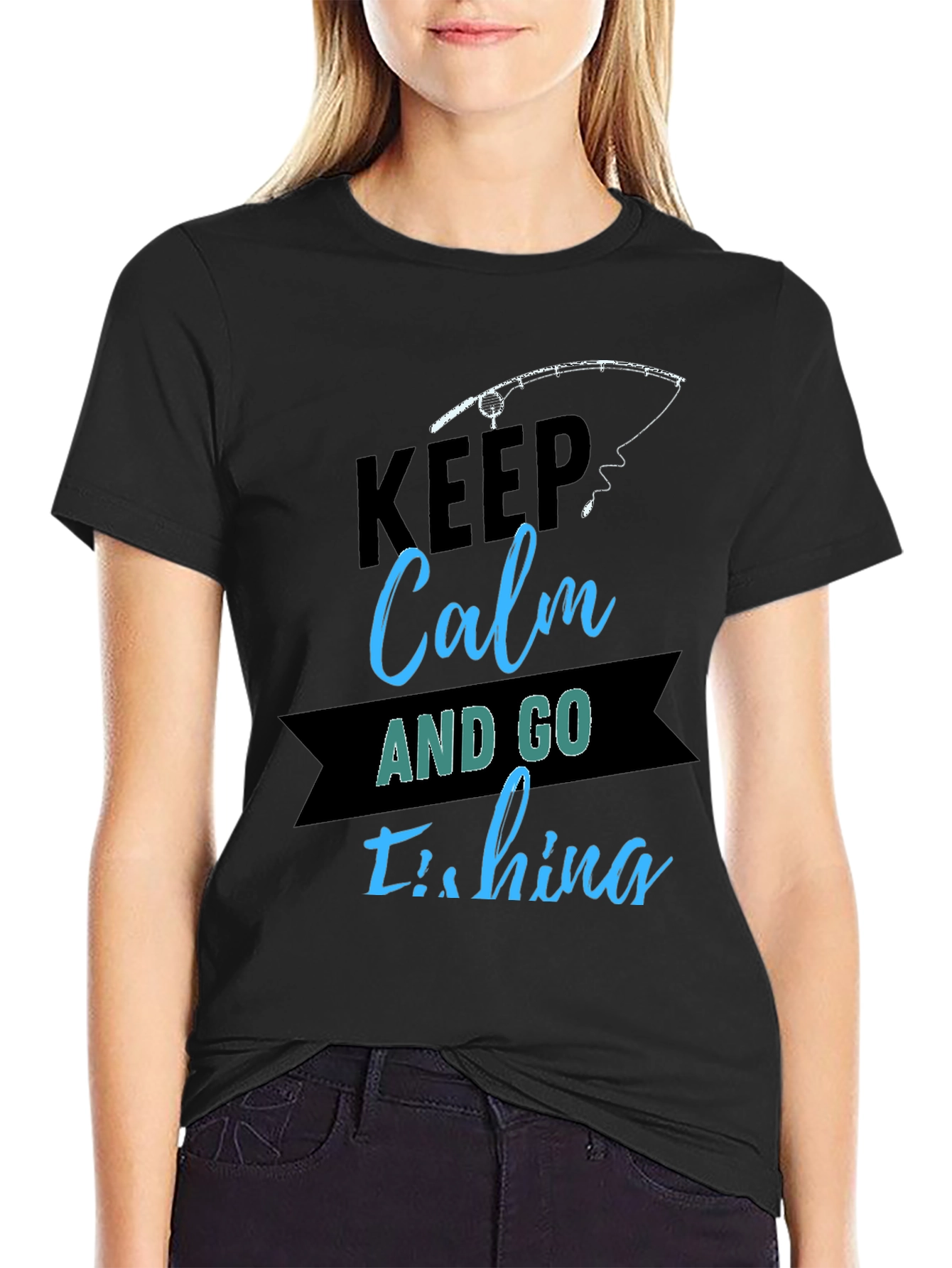 Keep Calm and Go Fishing Black T-Shirt