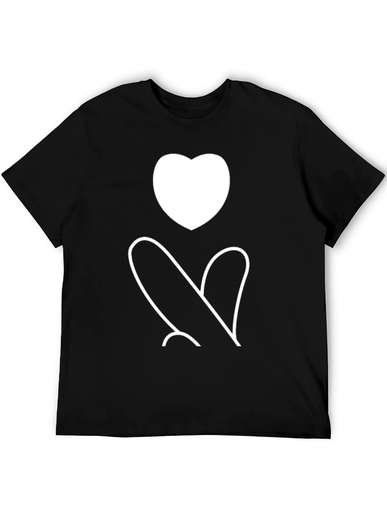Heart Graphic Print Black Tee