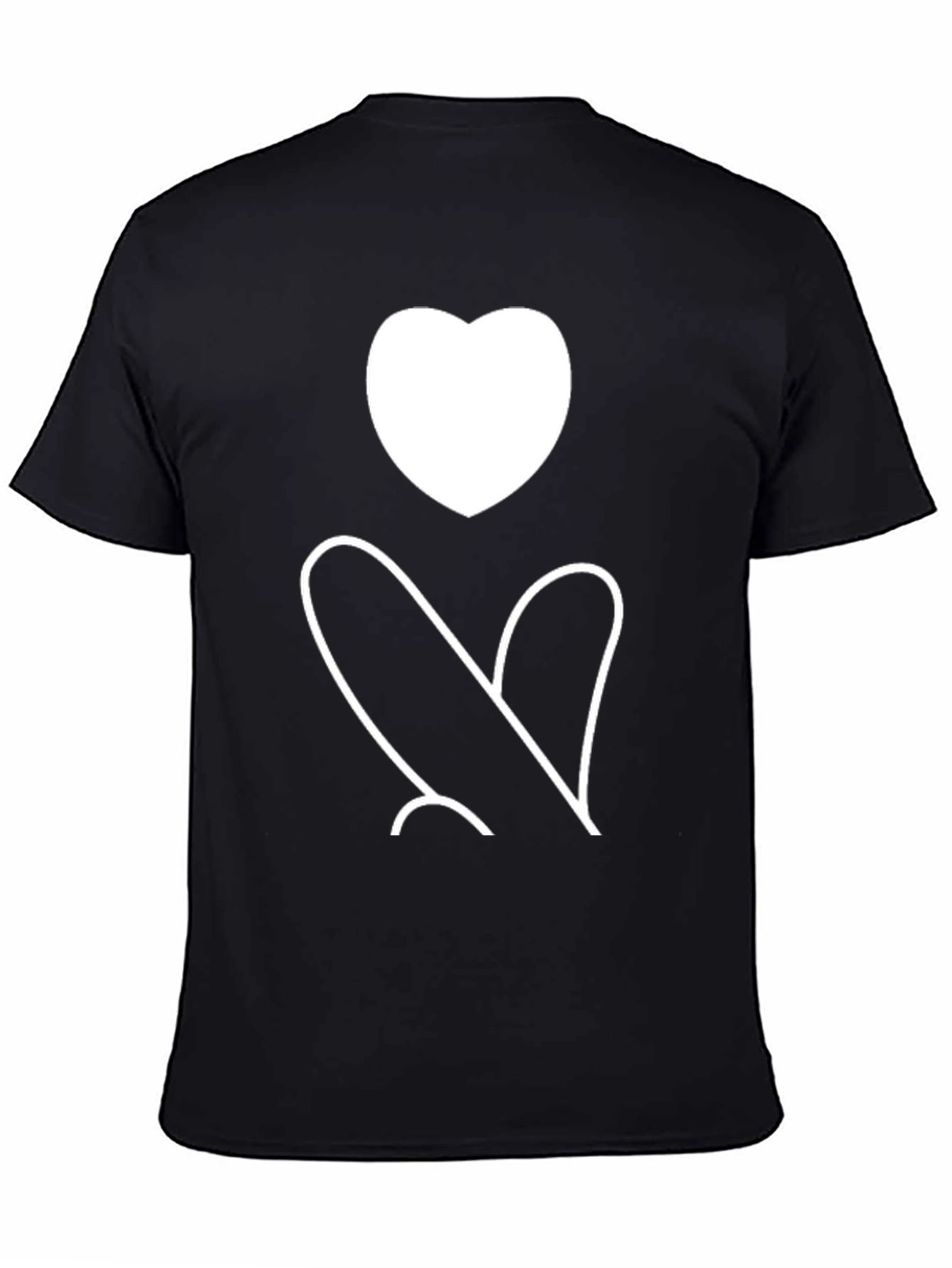 Heart Graphic Print Black Tee