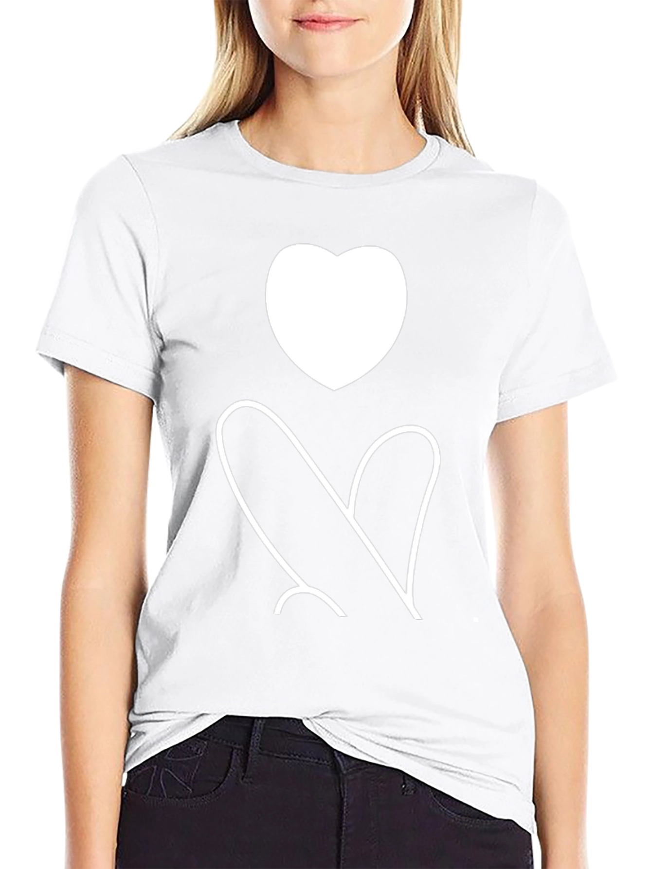 Heart Graphic Print Black Tee