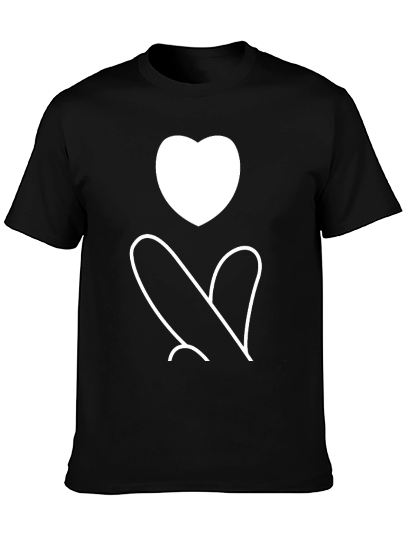 Heart Graphic Print Black Tee